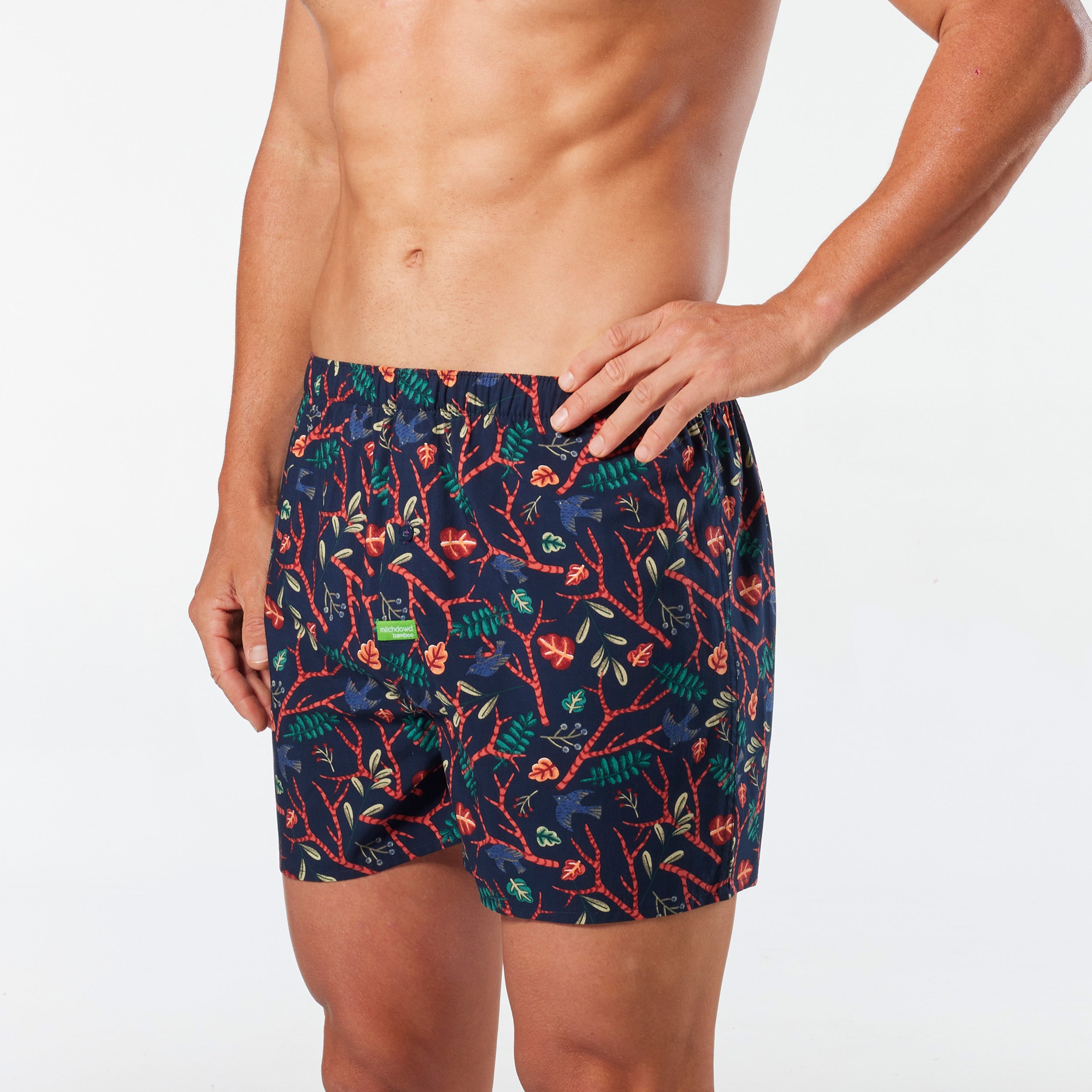 Men's Night Birds Bamboo Boxer Shorts - Navy - Image 2