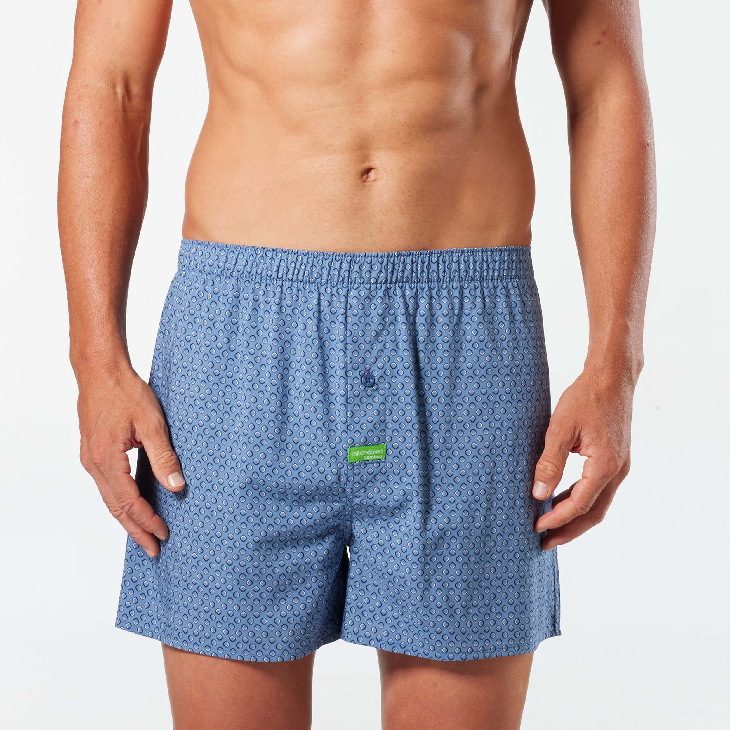 Men's Hexo Geo Bamboo Boxer Shorts - Blue - Image 1