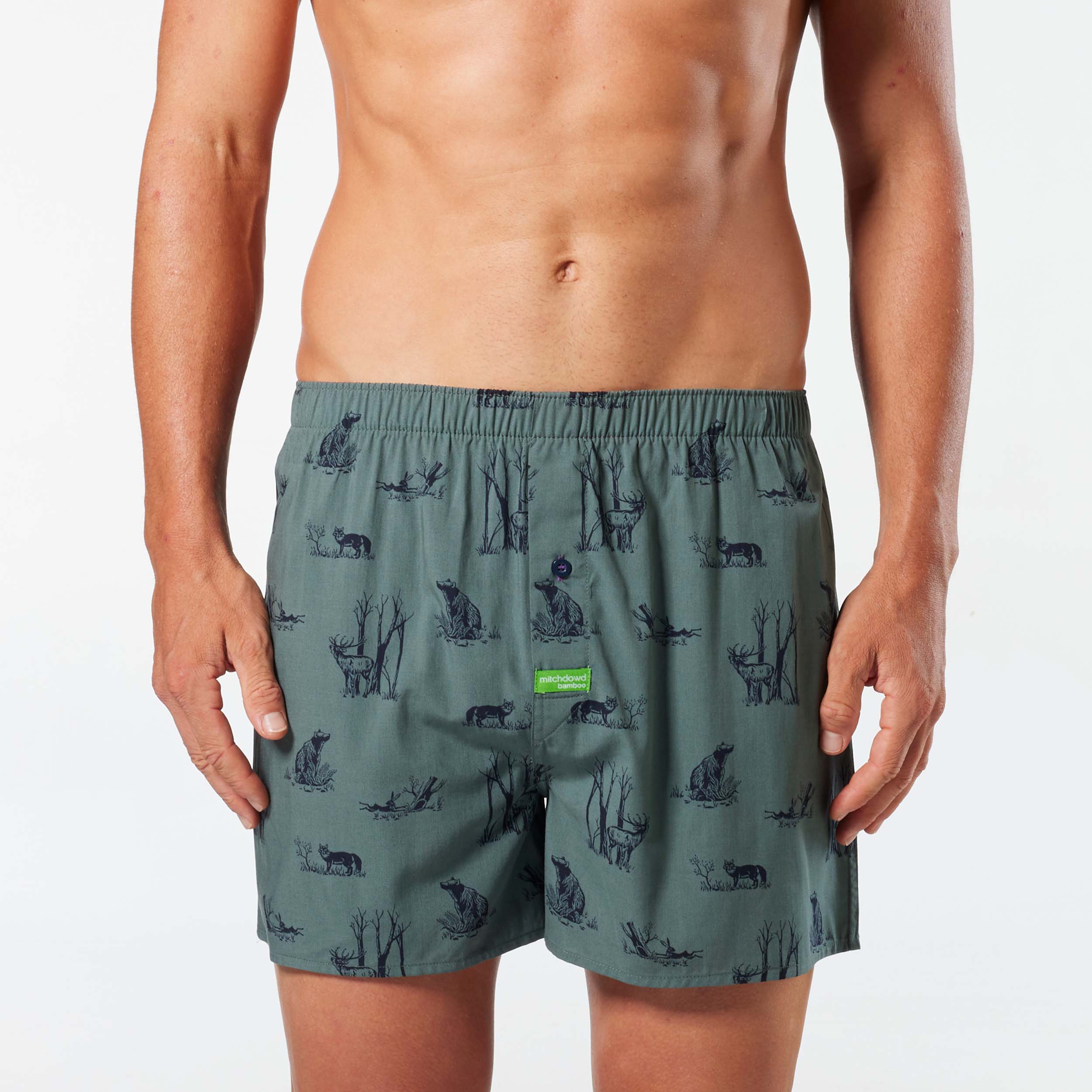 Men's Forest Icons Bamboo Boxer Shorts - Green - Image 1