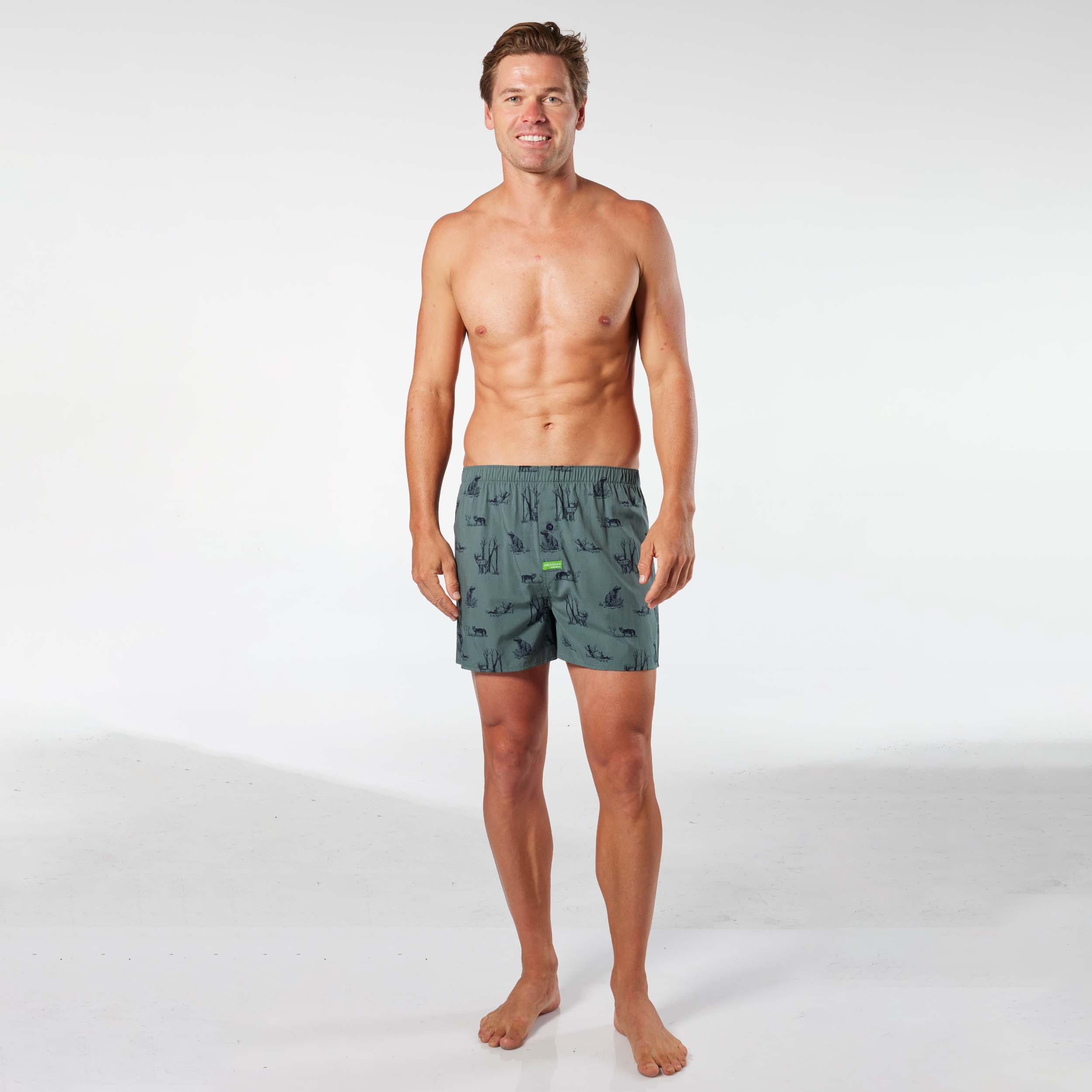 Men's Forest Icons Bamboo Boxer Shorts - Green - Image 4