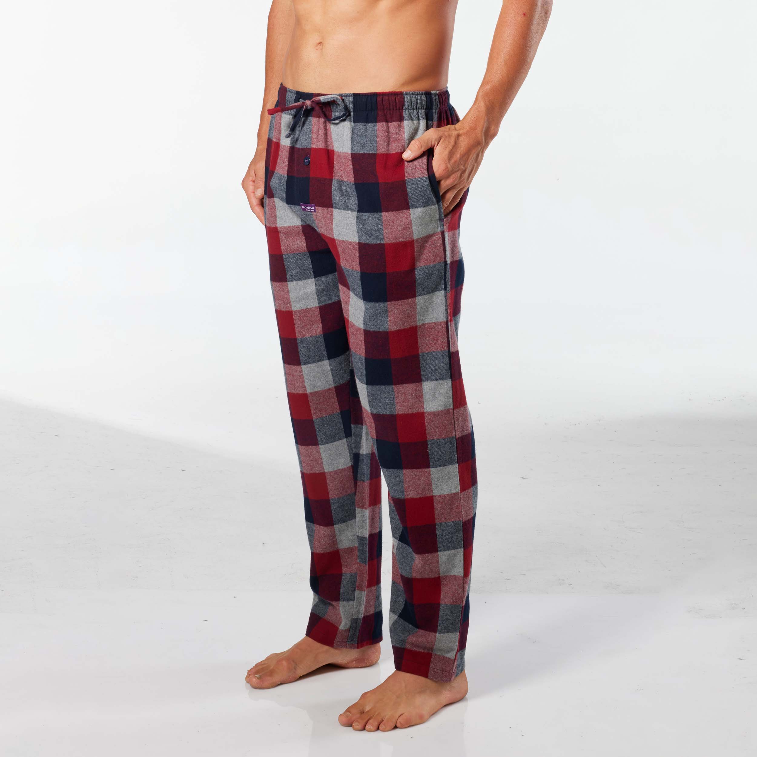 Men's Richard Check Cotton Flannel Sleep Pant - Red - Image 2