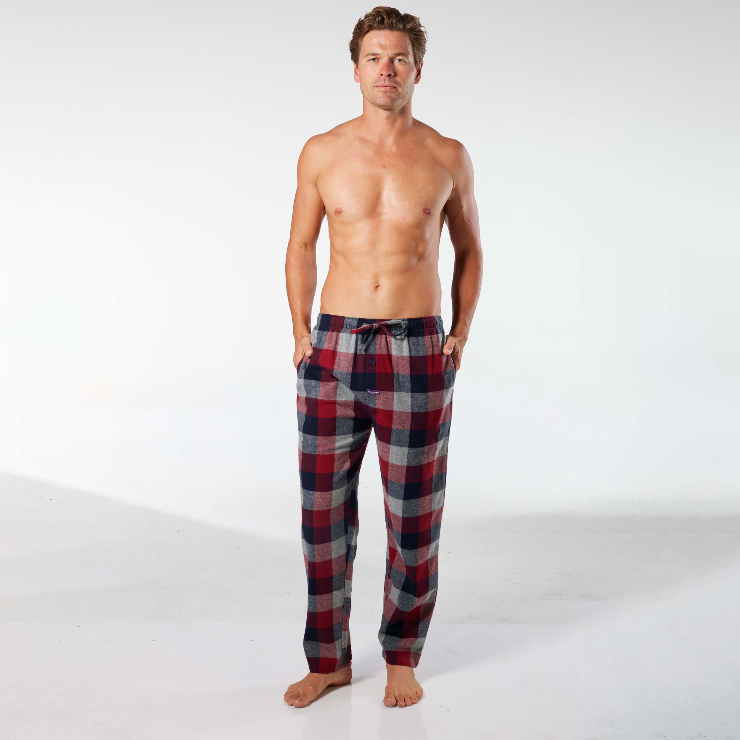 Men's Richard Check Cotton Flannel Sleep Pant - Red - Image #4