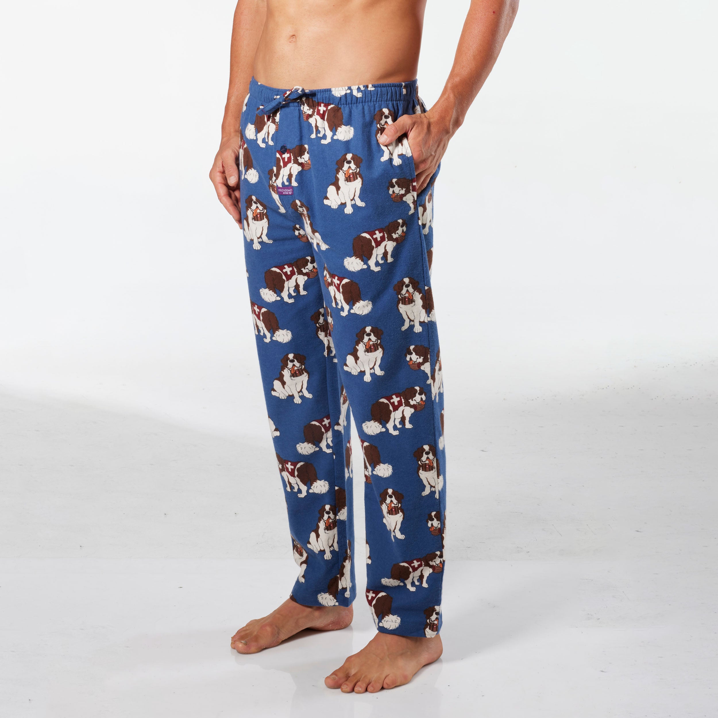 Men's Rescue Dogs Cotton Flannel Sleep Pant - Dark Blue - Image 2