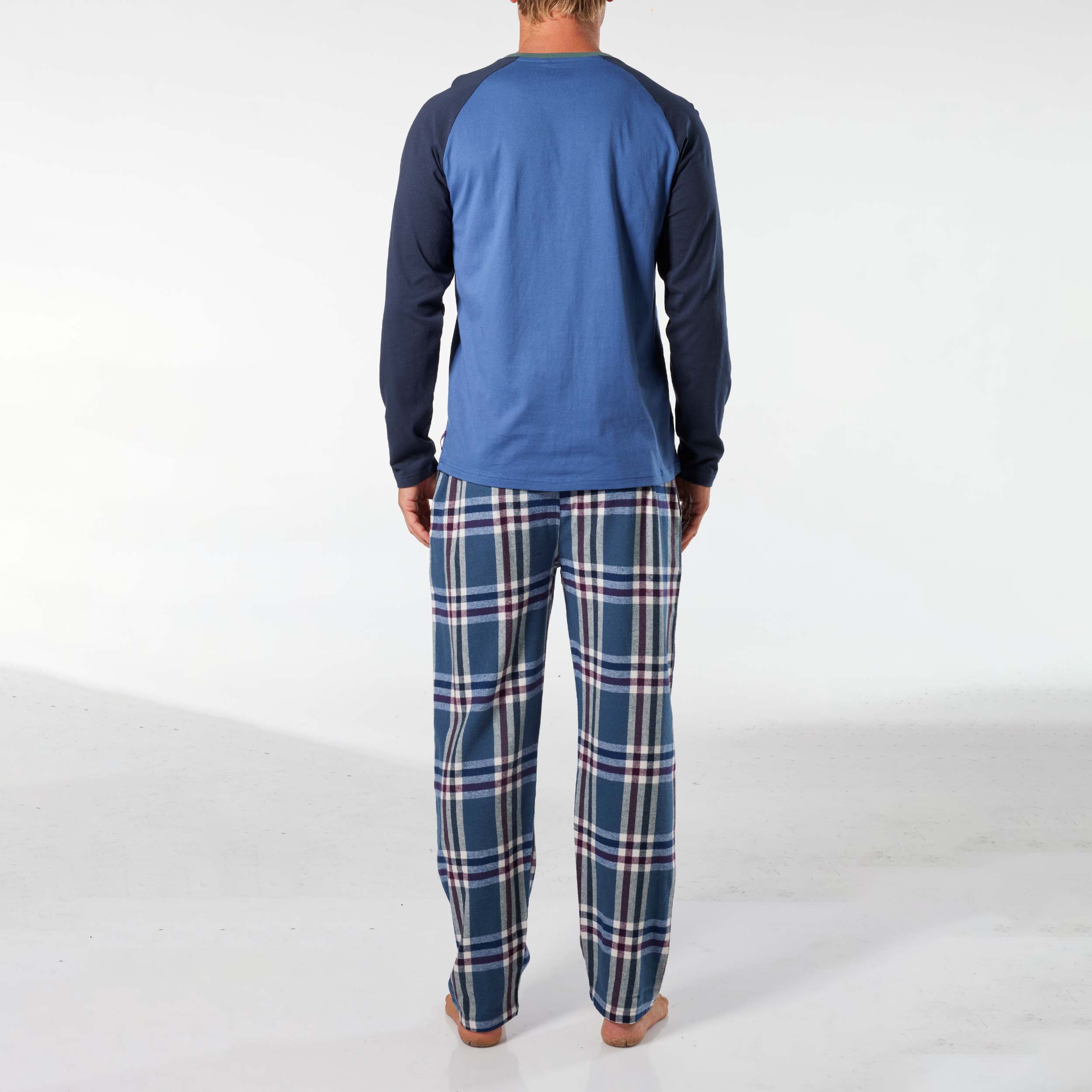 Men's Ricky Cotton Flannel Long Pyjama Set - Blue - Image 3