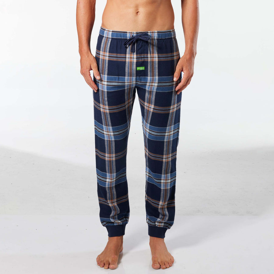 Men's Bobby Check Bamboo Flannel Slim Leg Sleep Pant - Navy - Image #1
