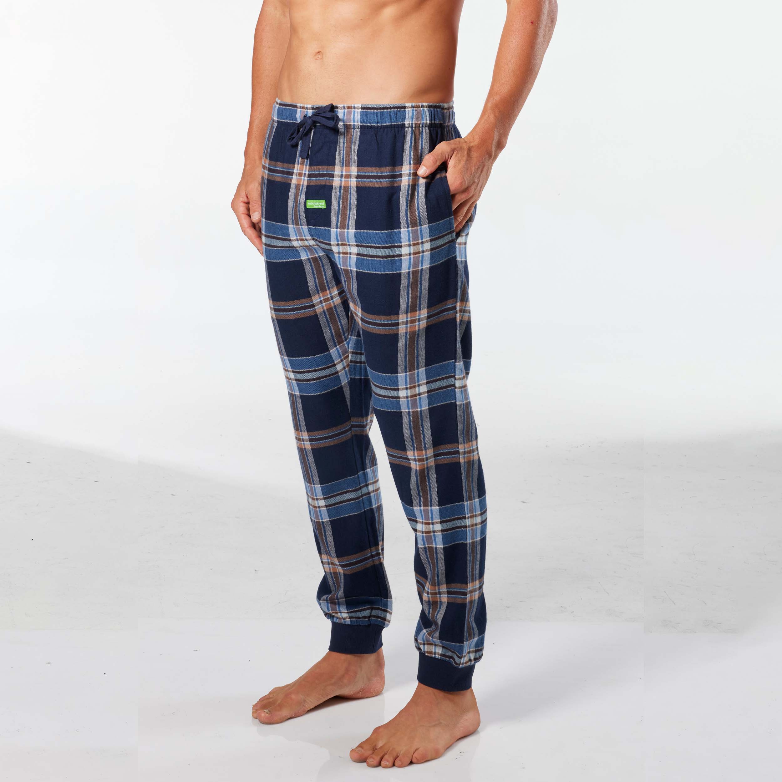 Men's Bobby Check Bamboo Flannel Slim Leg Sleep Pant - Navy - Image 2