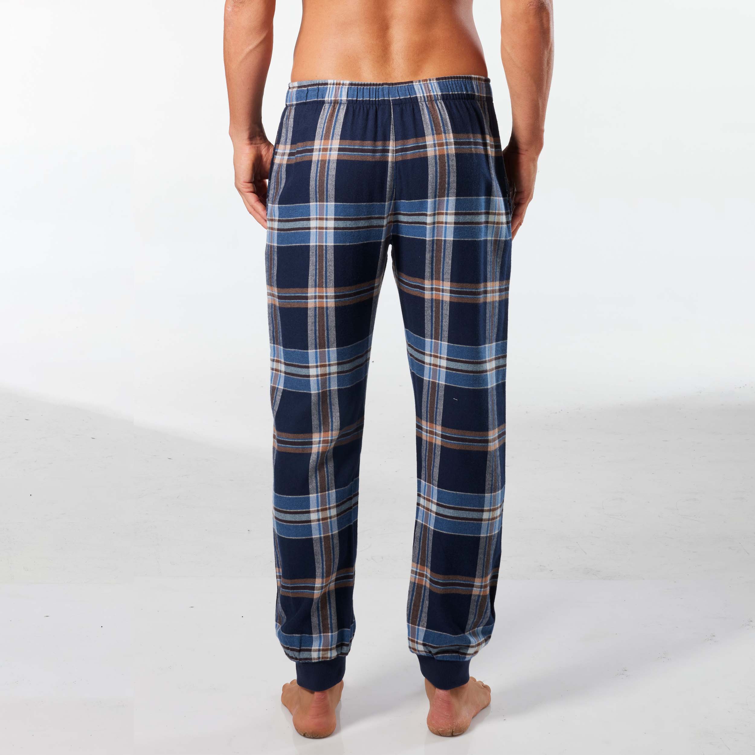 Men's Bobby Check Bamboo Flannel Slim Leg Sleep Pant - Navy - Image 3