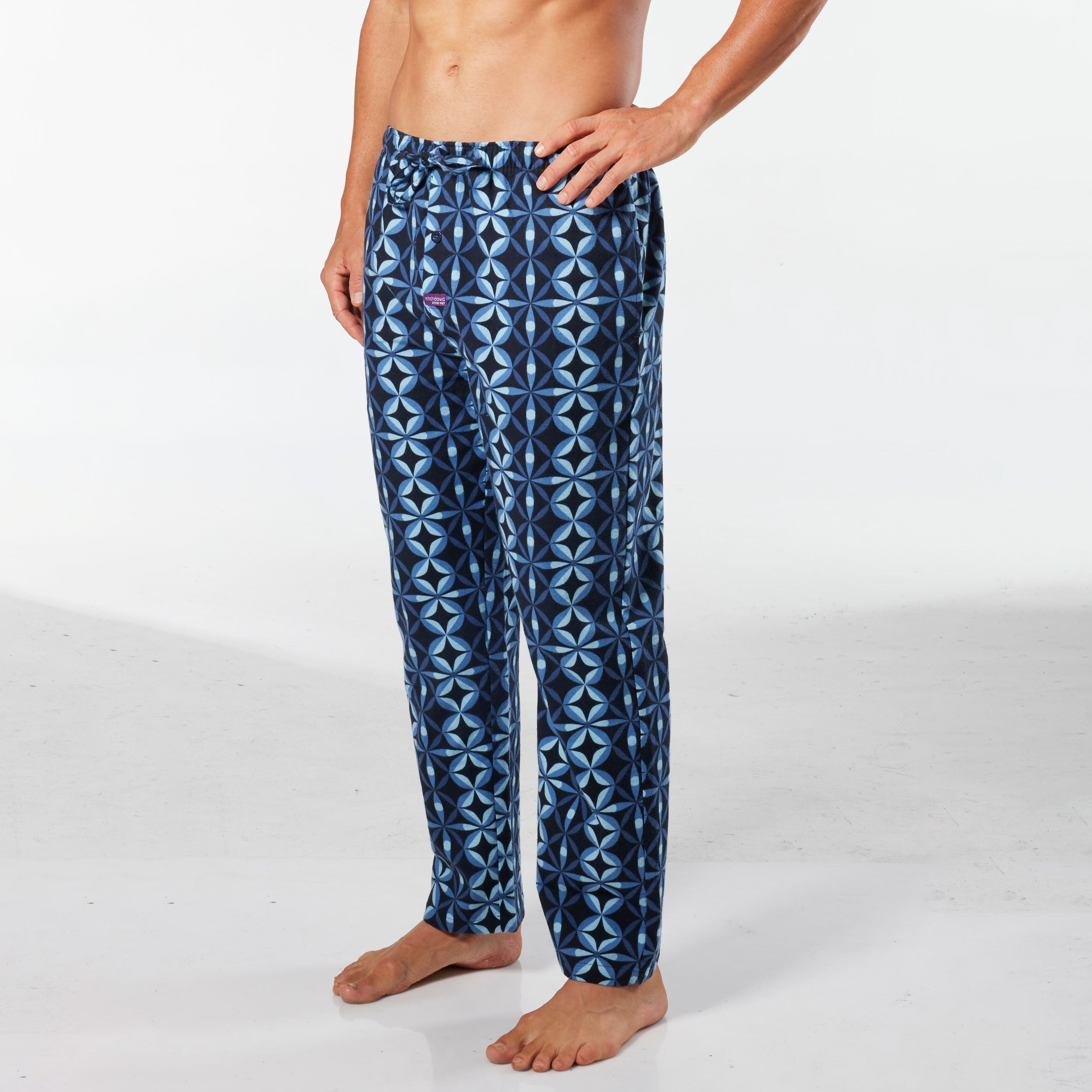 Men's Circle Geo Cotton Flannel Sleep Pant - Navy - Image 2