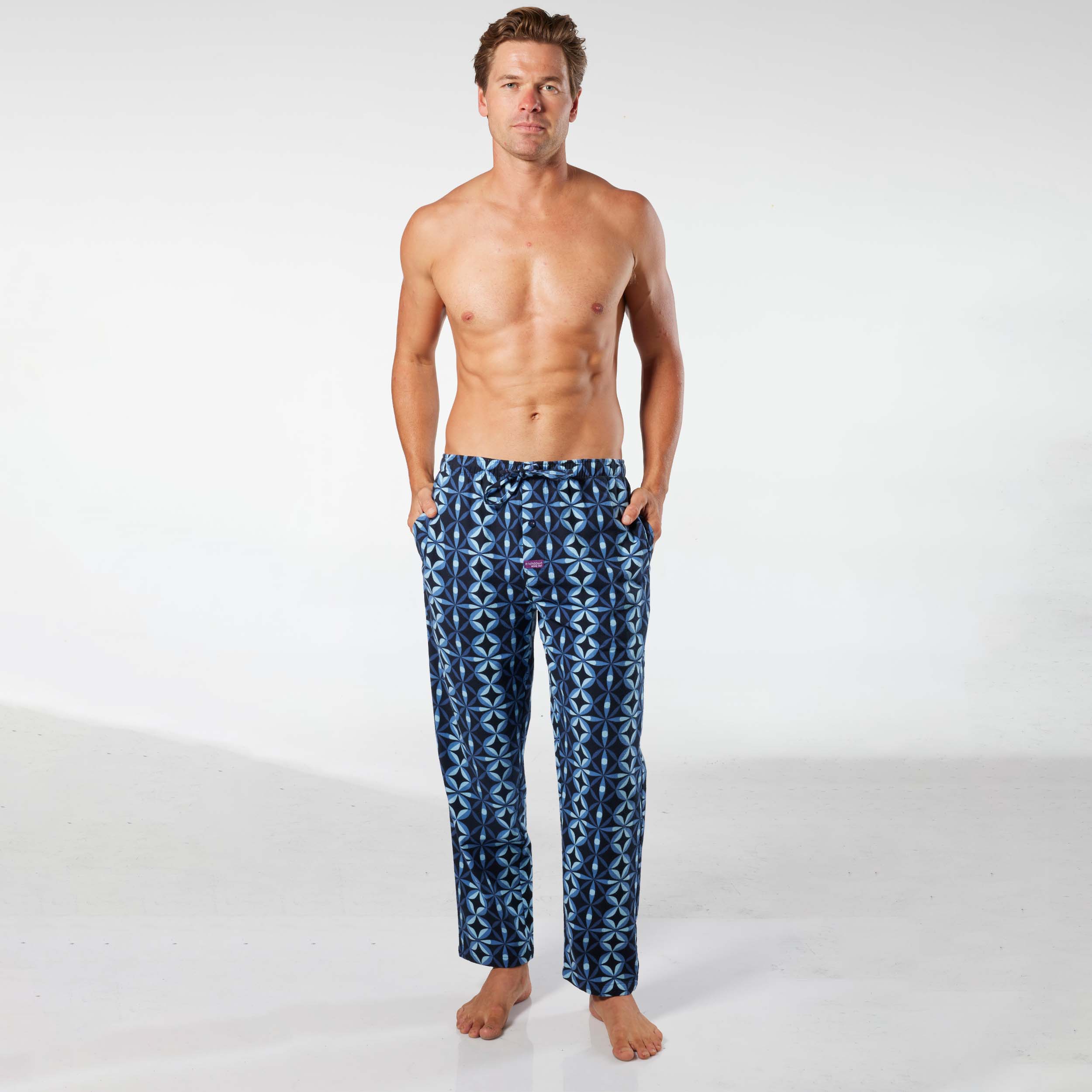 Men's Circle Geo Cotton Flannel Sleep Pant - Navy - Image 4