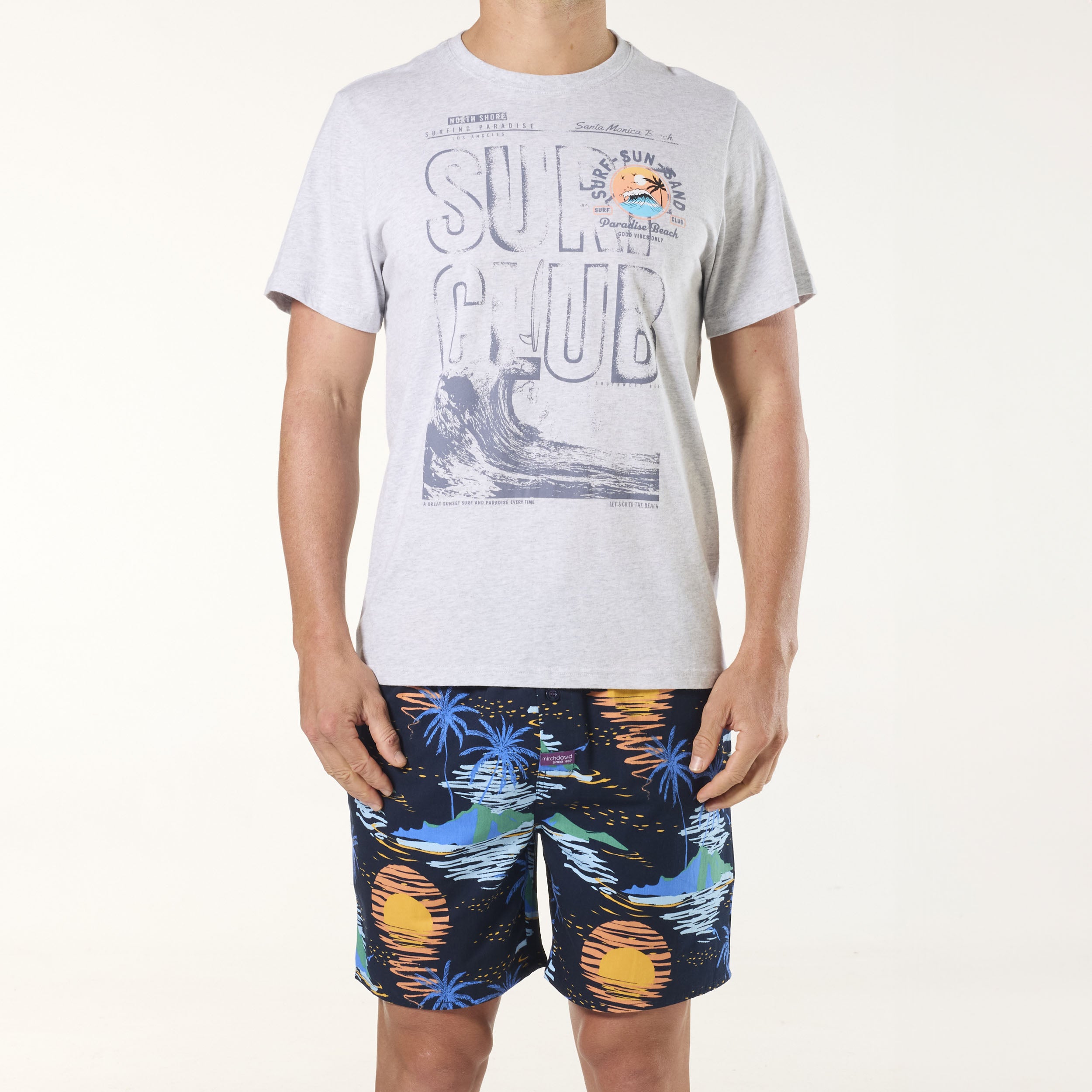 Men's Surf, Sun & Sand Cotton Pyjama Set - Navy - Image 1