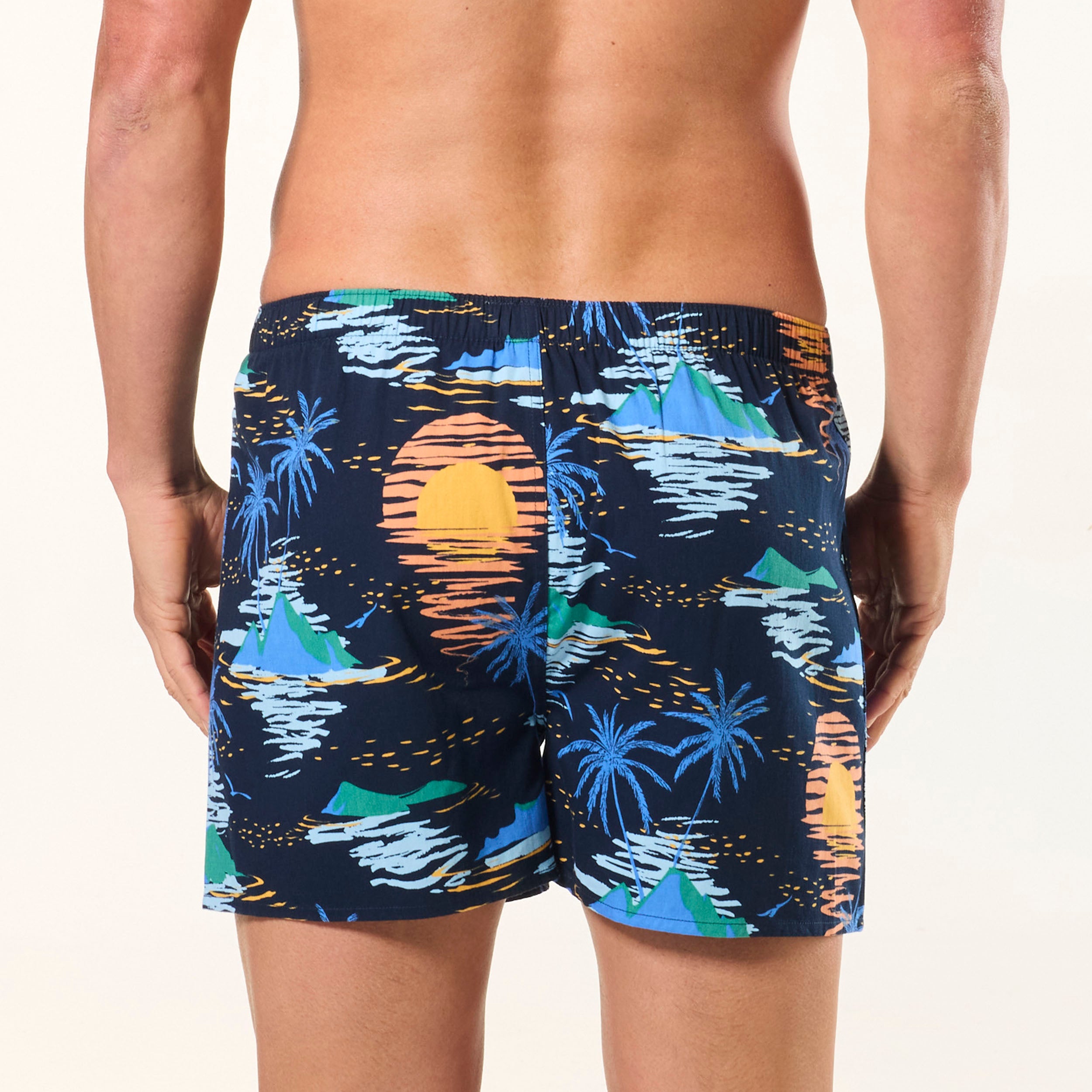 Men's Setting Sun Cotton Boxer Shorts - Denim - Image 3