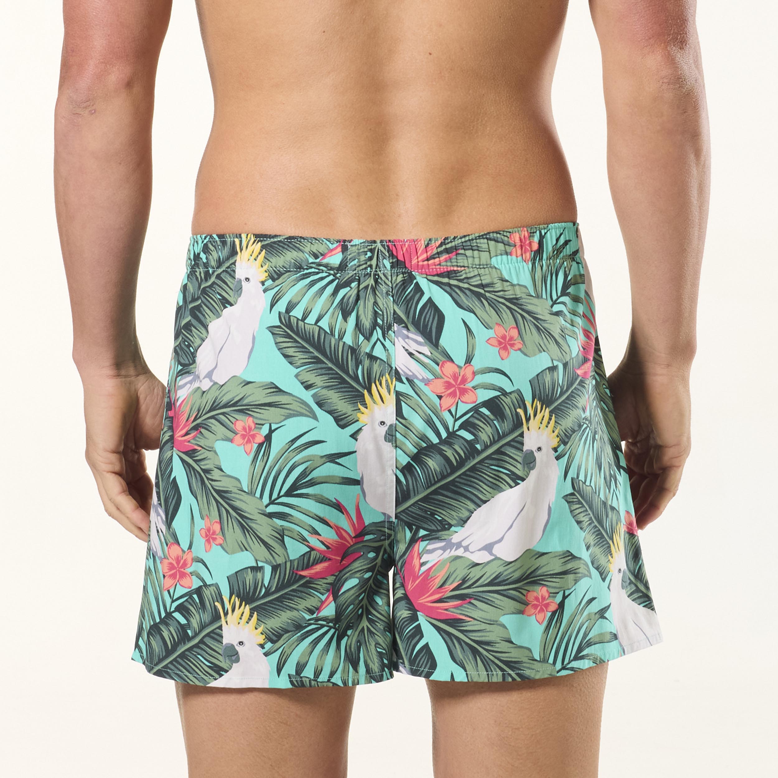 Men's Cockatoo Leaves Bamboo Boxer Shorts - Green - Image 3