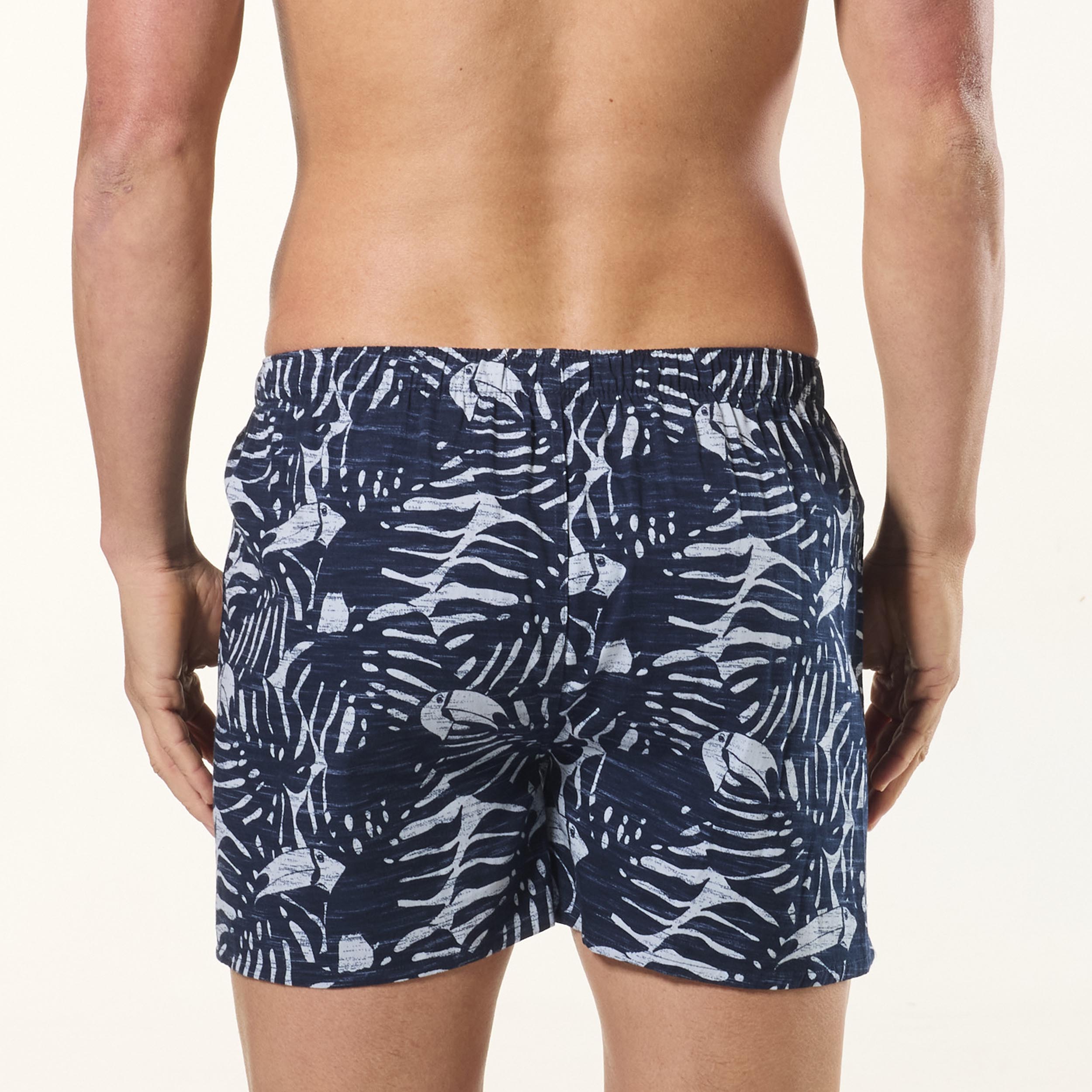 Men's Hidden Toucan Cotton Boxer Shorts - Navy - Image 3