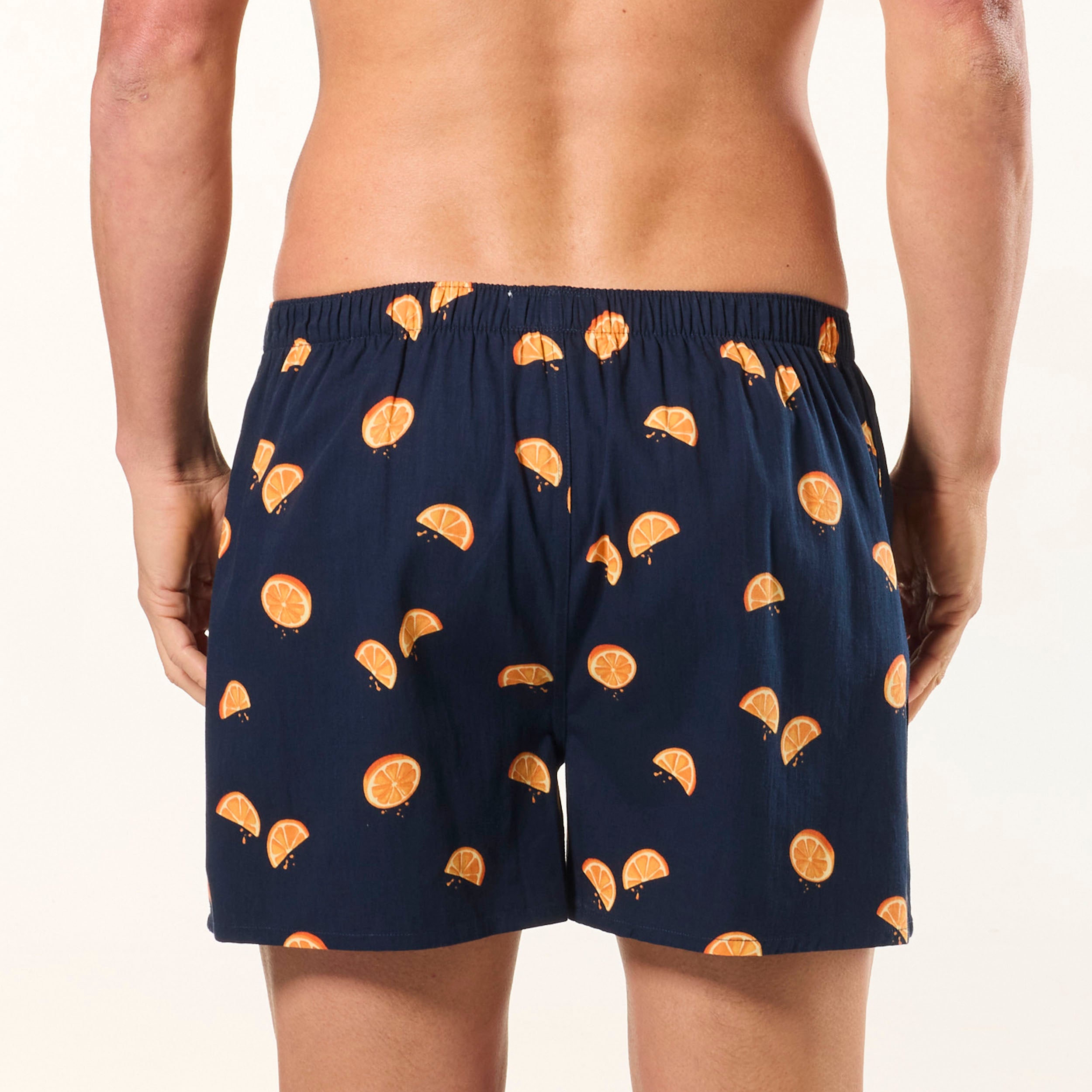 Men's Sliced Oranges Cotton Boxer 3 Pack - Navy - Image 4