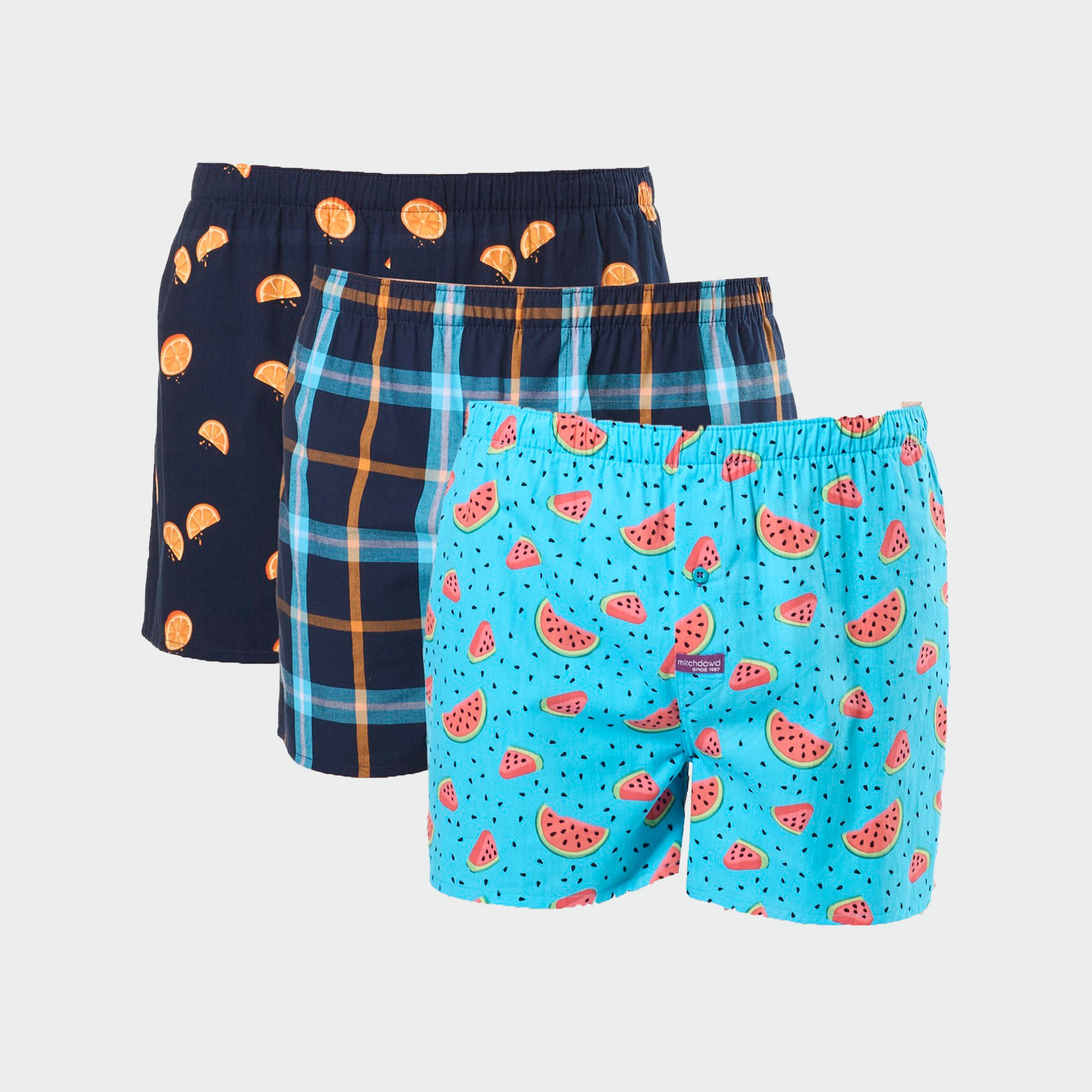 Men's Sliced Oranges Cotton Boxer 3 Pack - Navy - Image 1