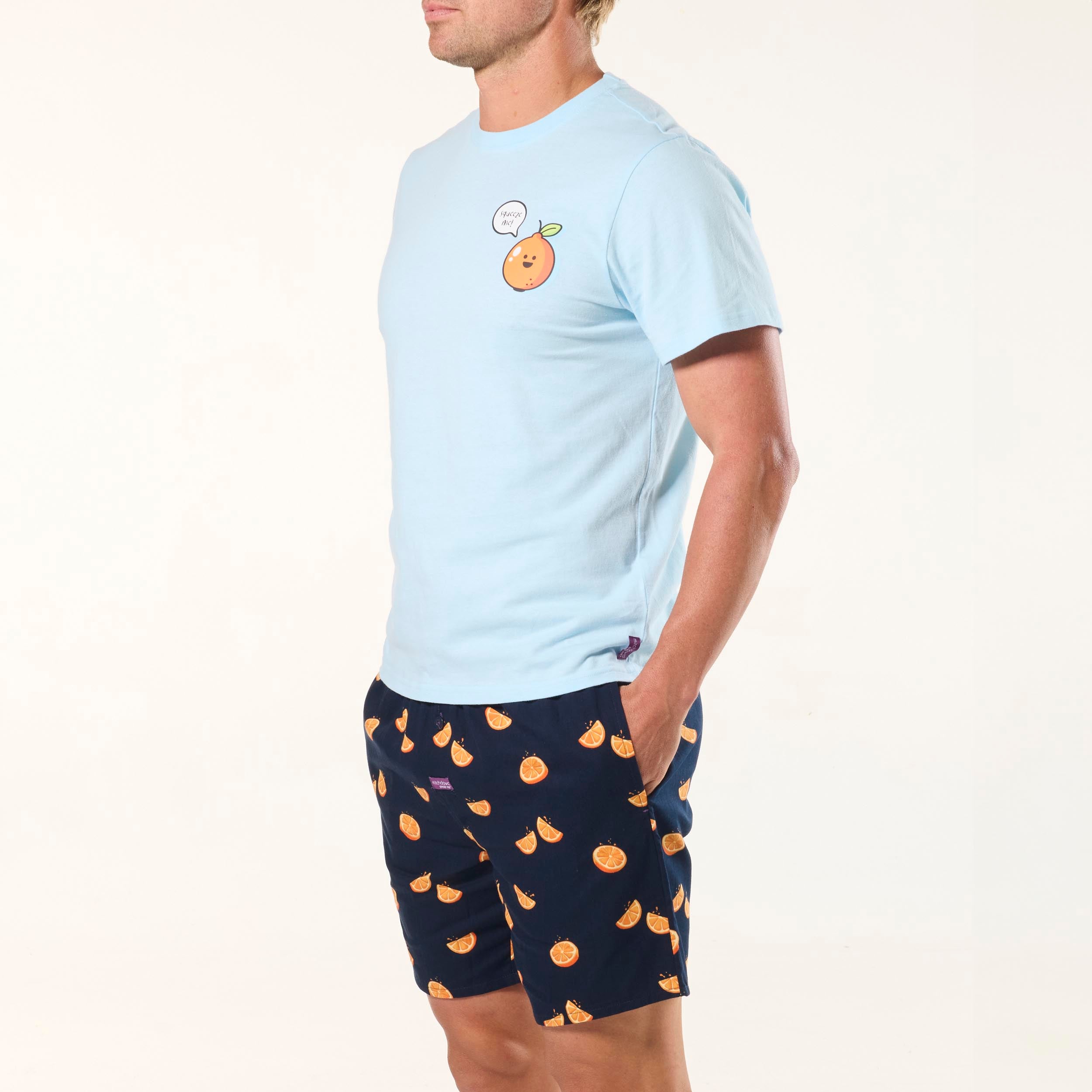 Men's Sliced Oranges Cotton Pyjama Set - Blue - Image 2