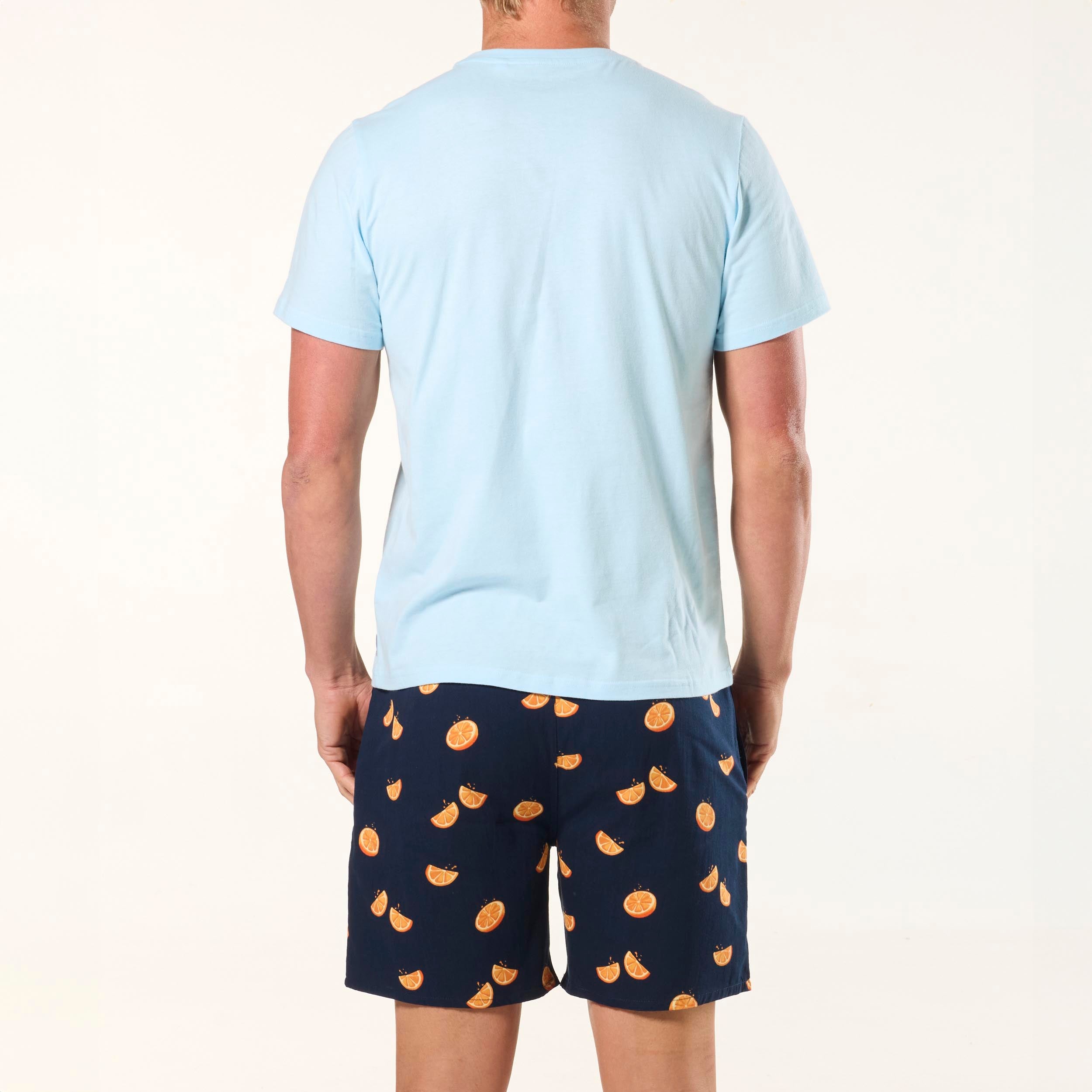 Men's Sliced Oranges Cotton Pyjama Set - Blue - Image 3