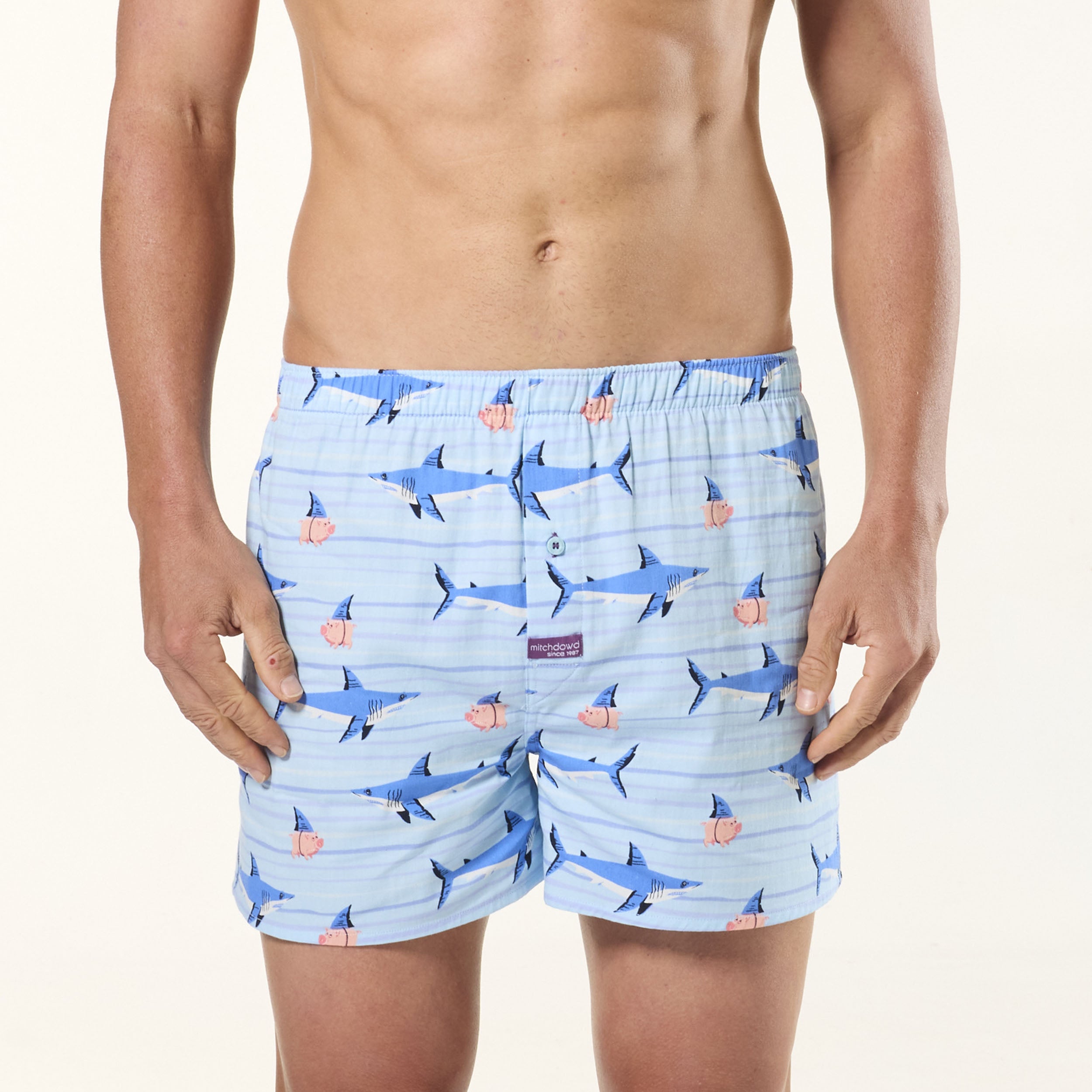 Men's Great White Pork Cotton Boxer 3 Pack - Blue - Image 2