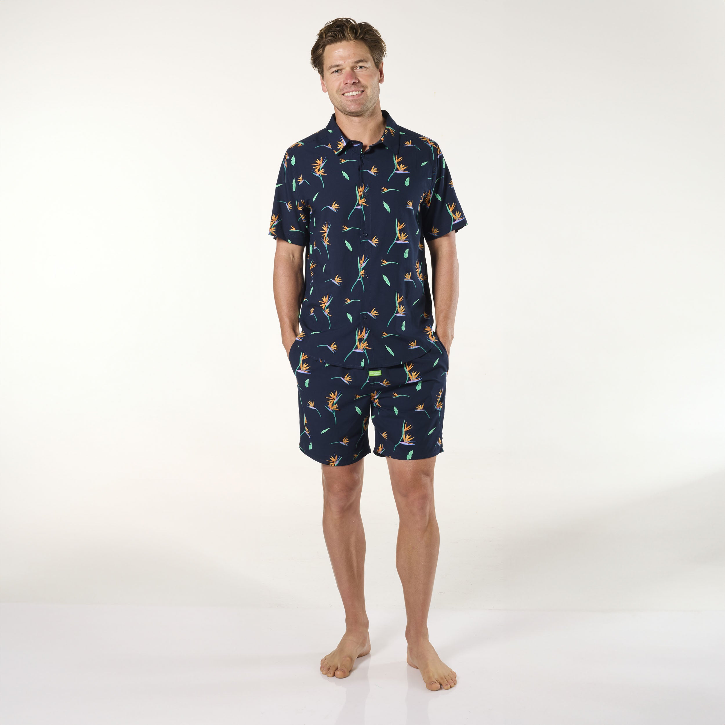 Men's Paradise City Bamboo Pyjama Set - Navy - Image 4