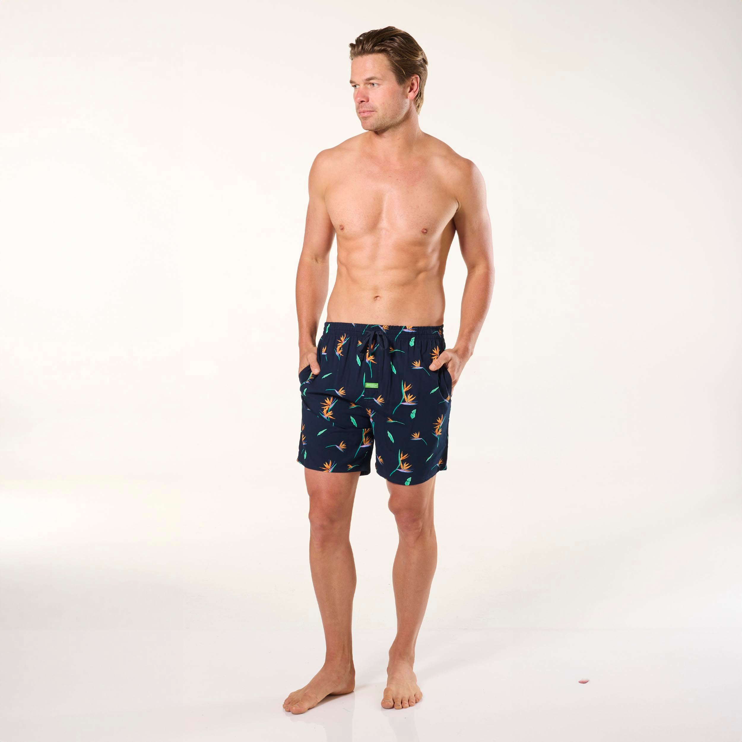 Men's Paradise City Bamboo Sleep Short - Navy - Image 4