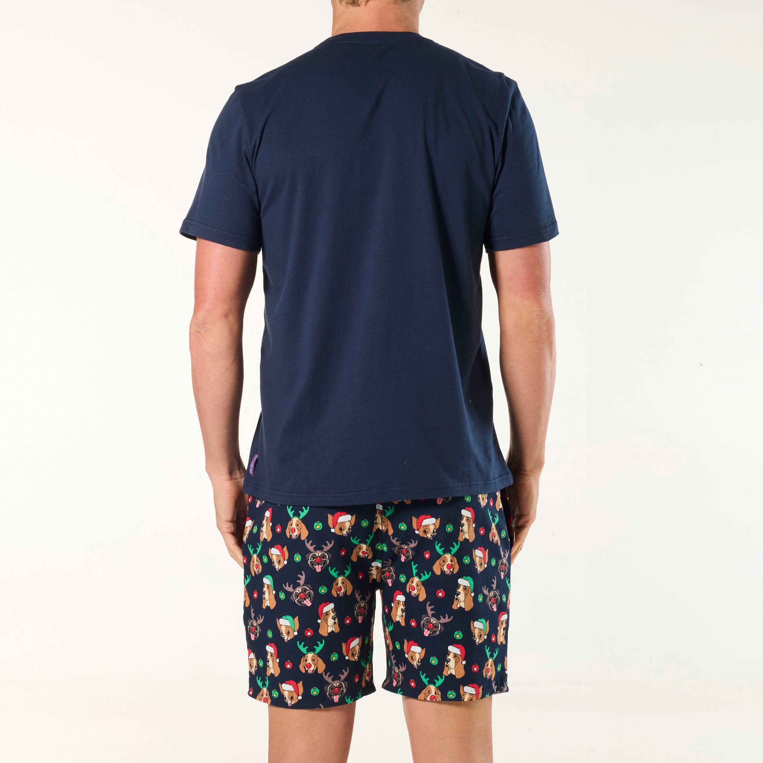 Men's Merry Woofmas Cotton Sleep Set - Navy - Image 3