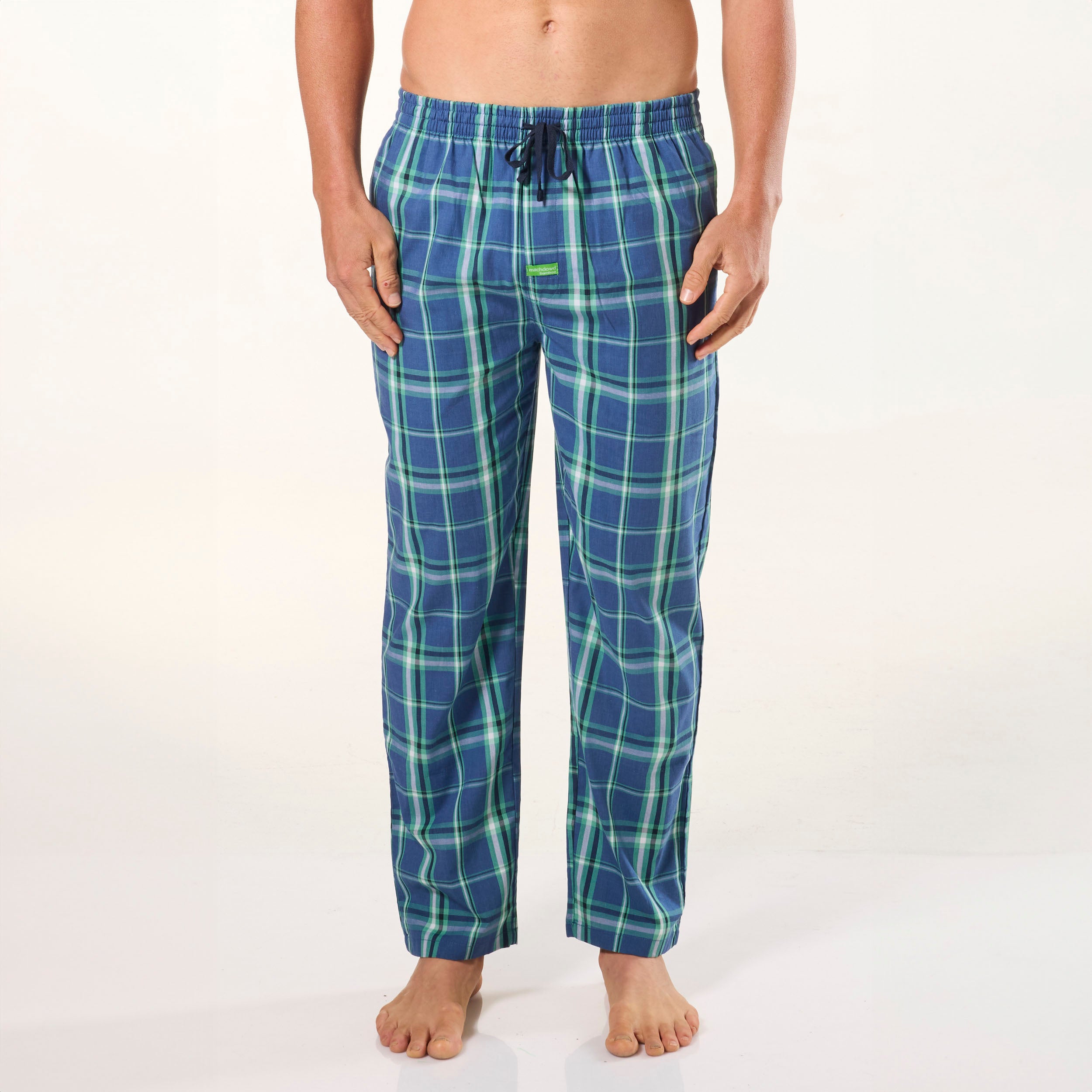 Men's Windsor Check Bamboo Woven Sleep Pant - Blue - Image 1