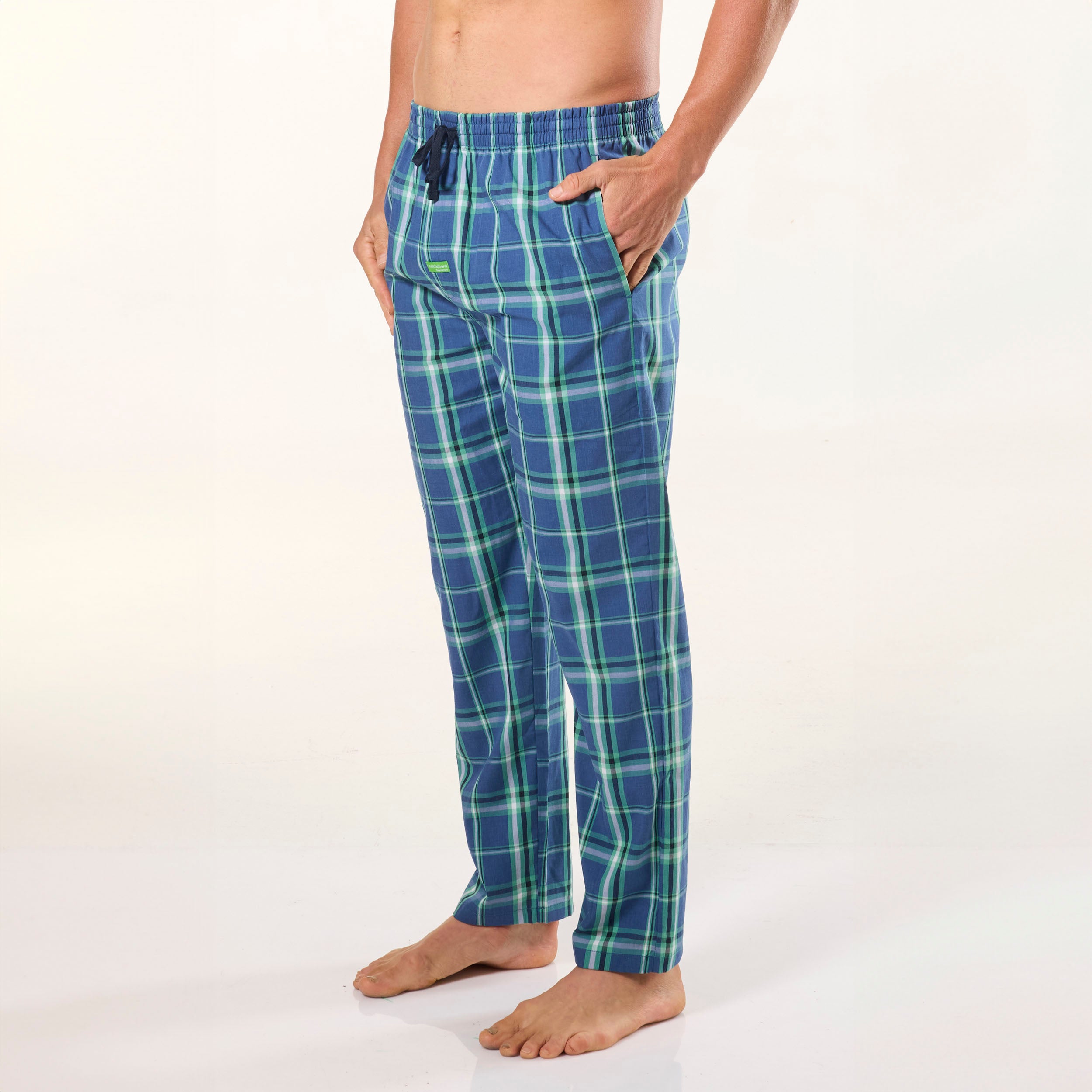 Men's Windsor Check Bamboo Woven Sleep Pant - Blue - Image 2