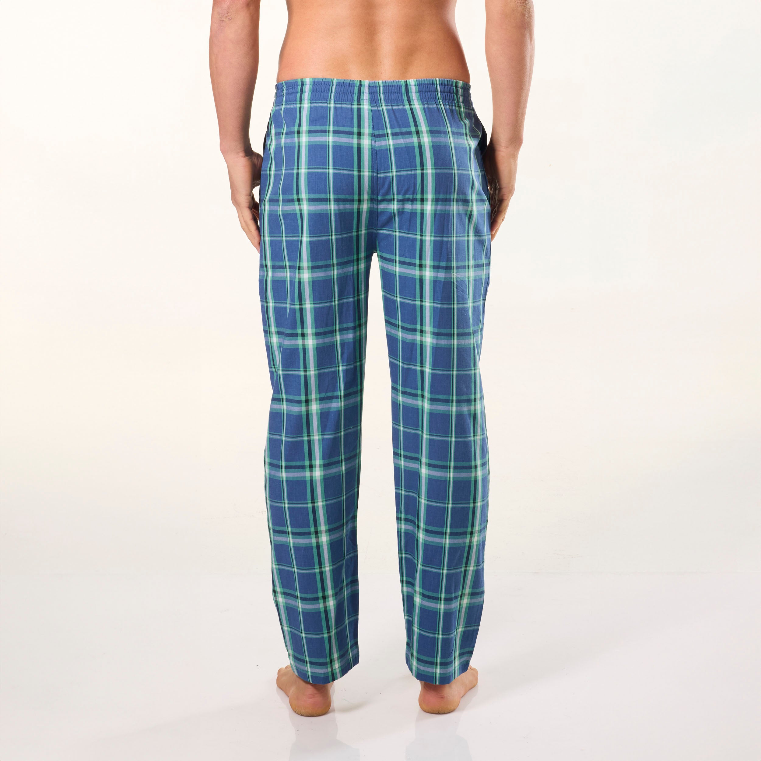 Men's Windsor Check Bamboo Woven Sleep Pant - Blue - Image 3