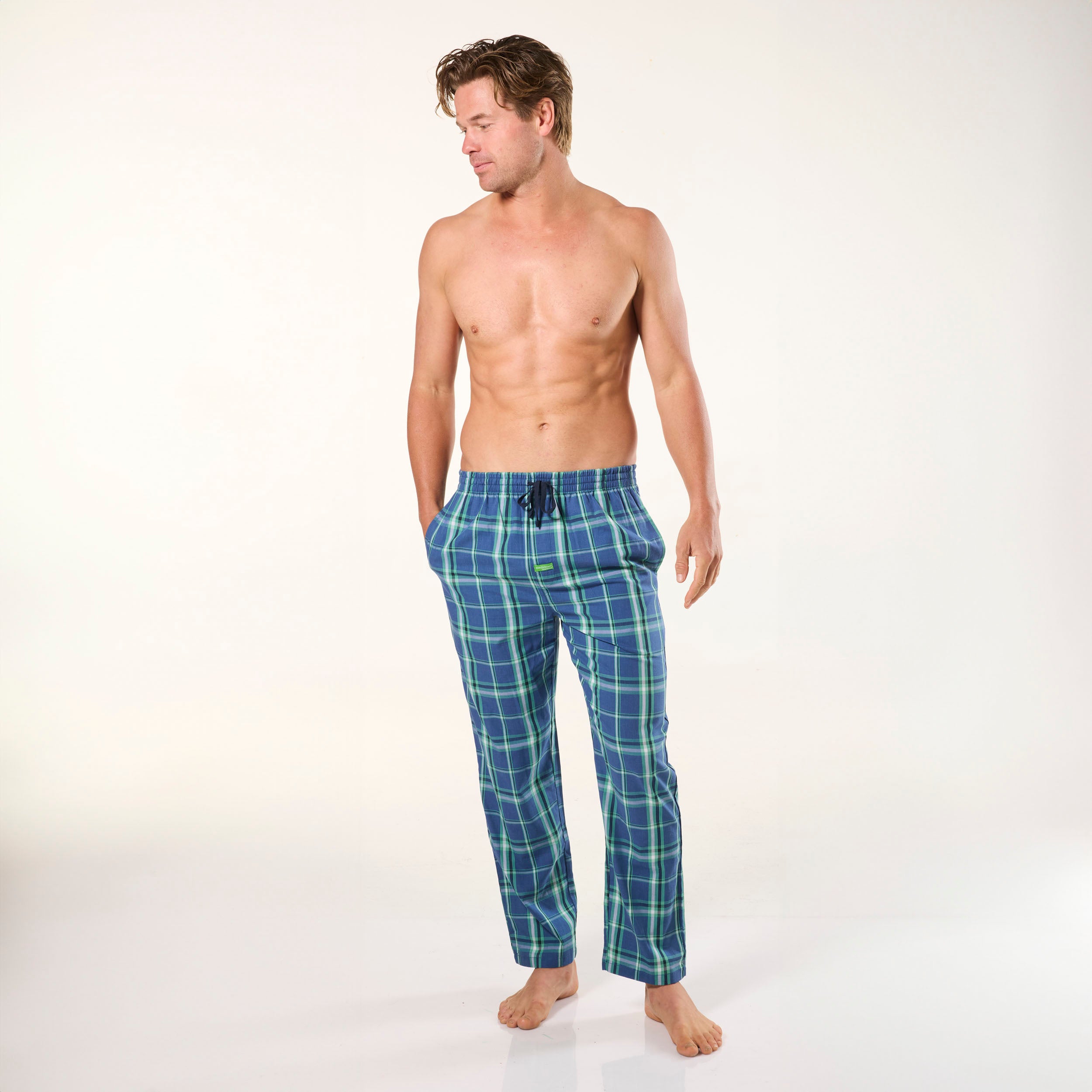 Men's Windsor Check Bamboo Woven Sleep Pant - Blue - Image 4