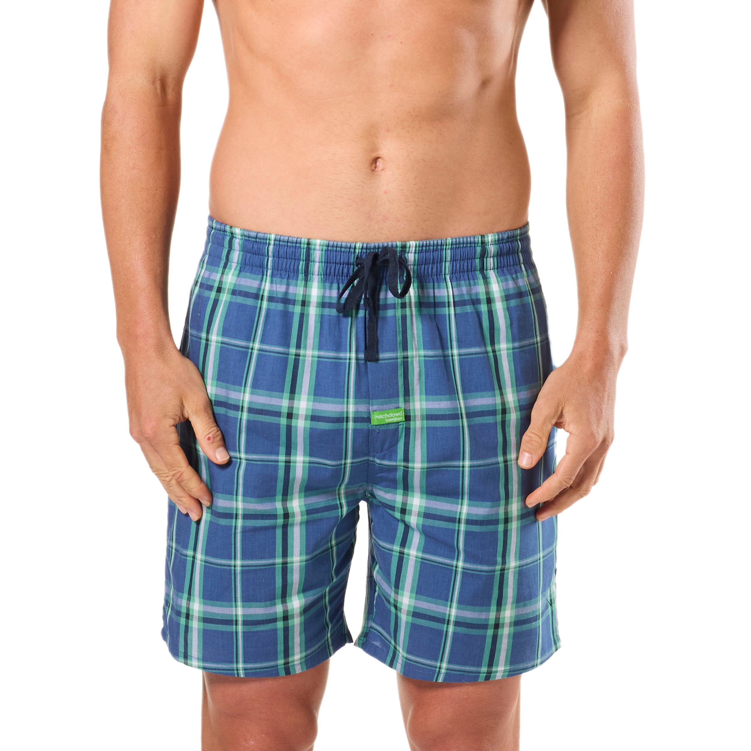 Men's Windsor Check Bamboo Sleep Shorts - Navy - Image 1