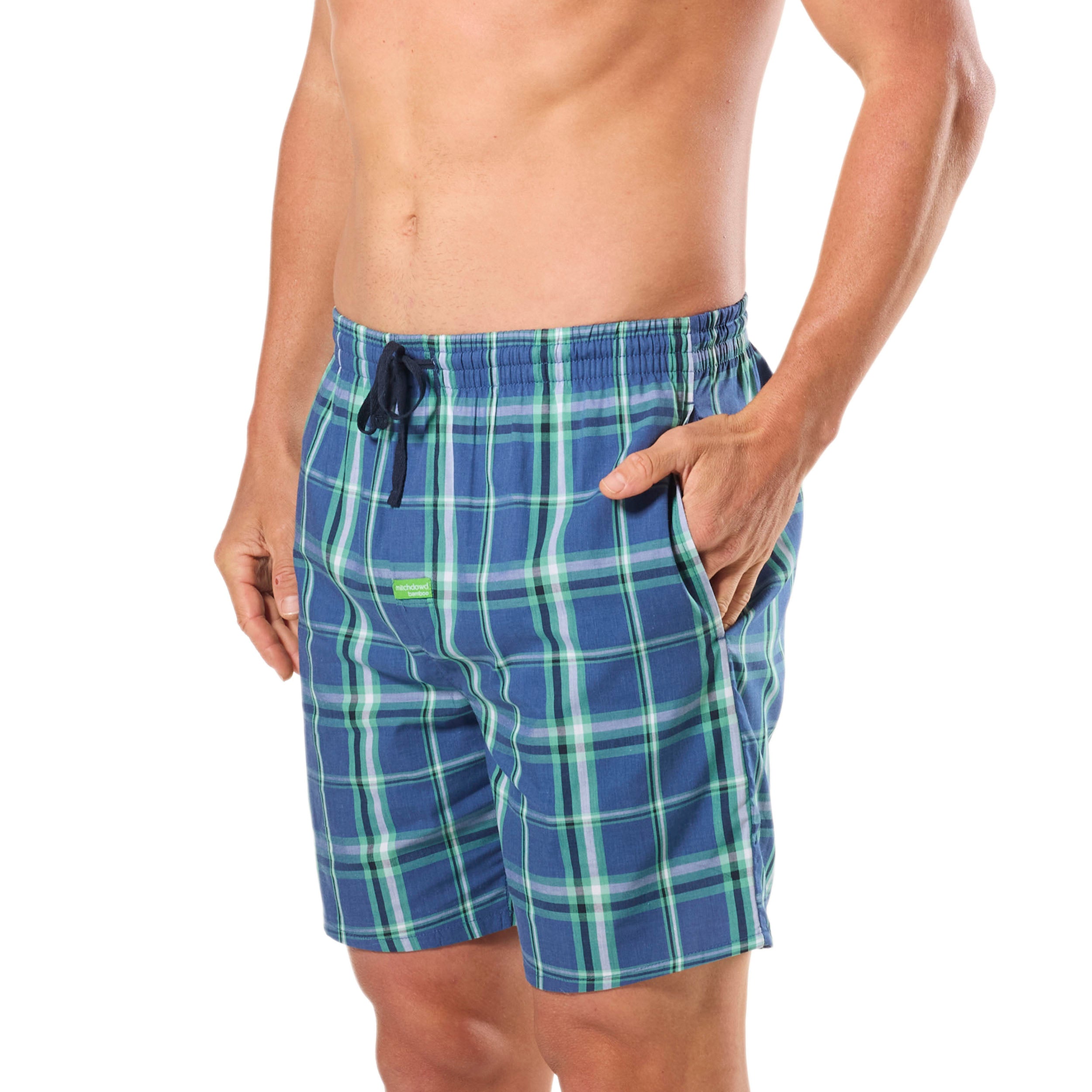 Men's Windsor Check Bamboo Sleep Shorts - Navy - Image 2