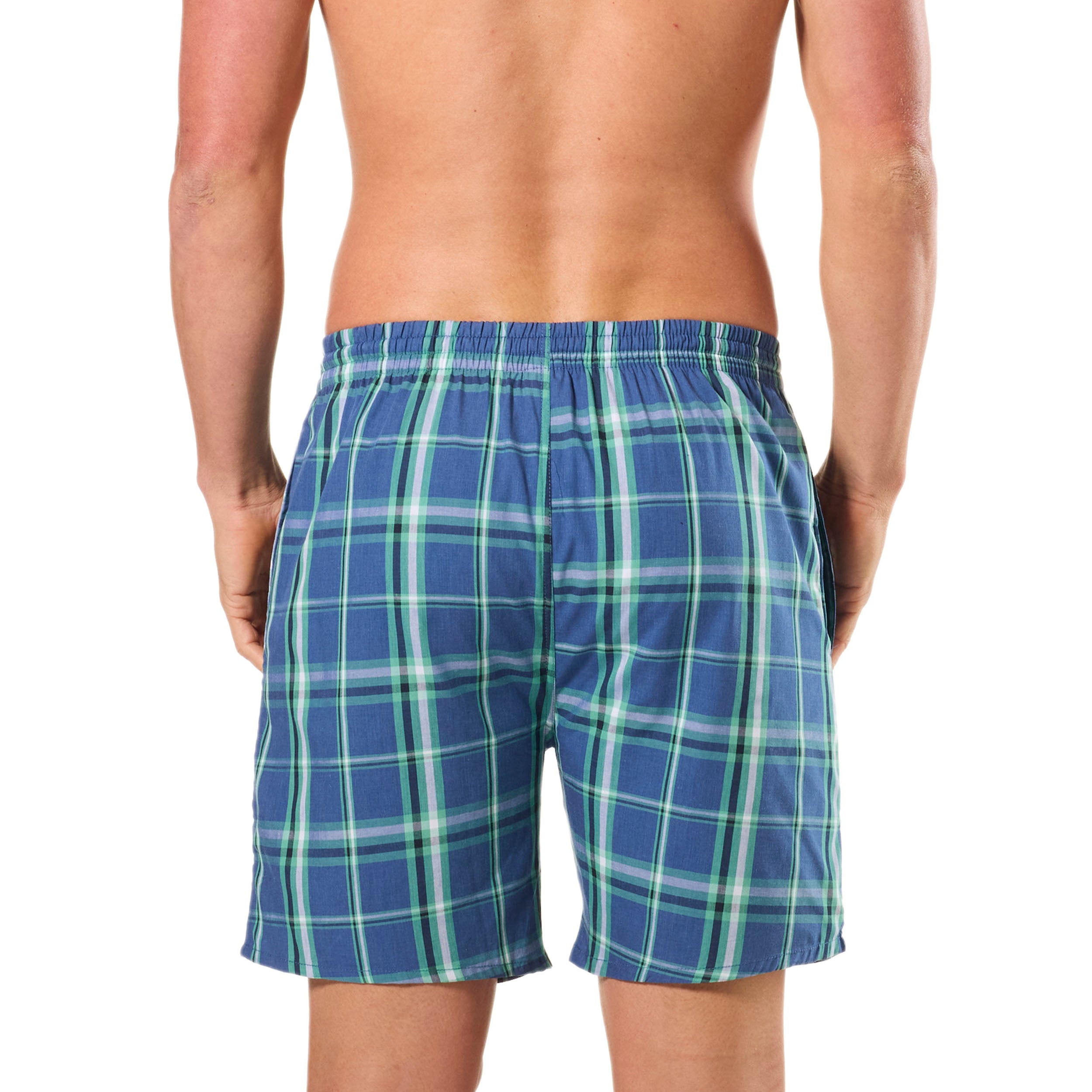 Men's Windsor Check Bamboo Sleep Shorts - Navy - Image 3