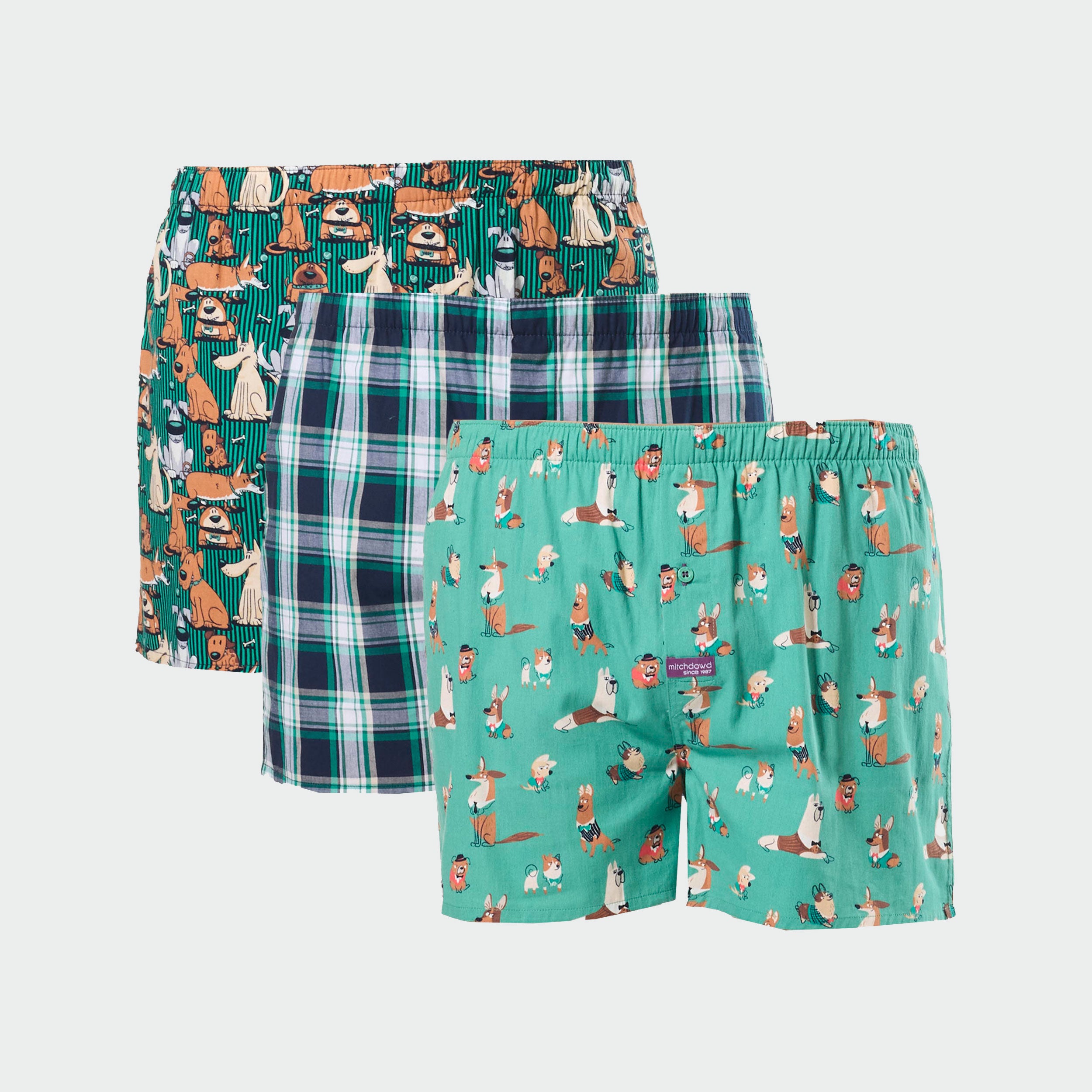 Men's How Much Is That Doggy Cotton Boxer Short 3 Pack - Green - Image 1