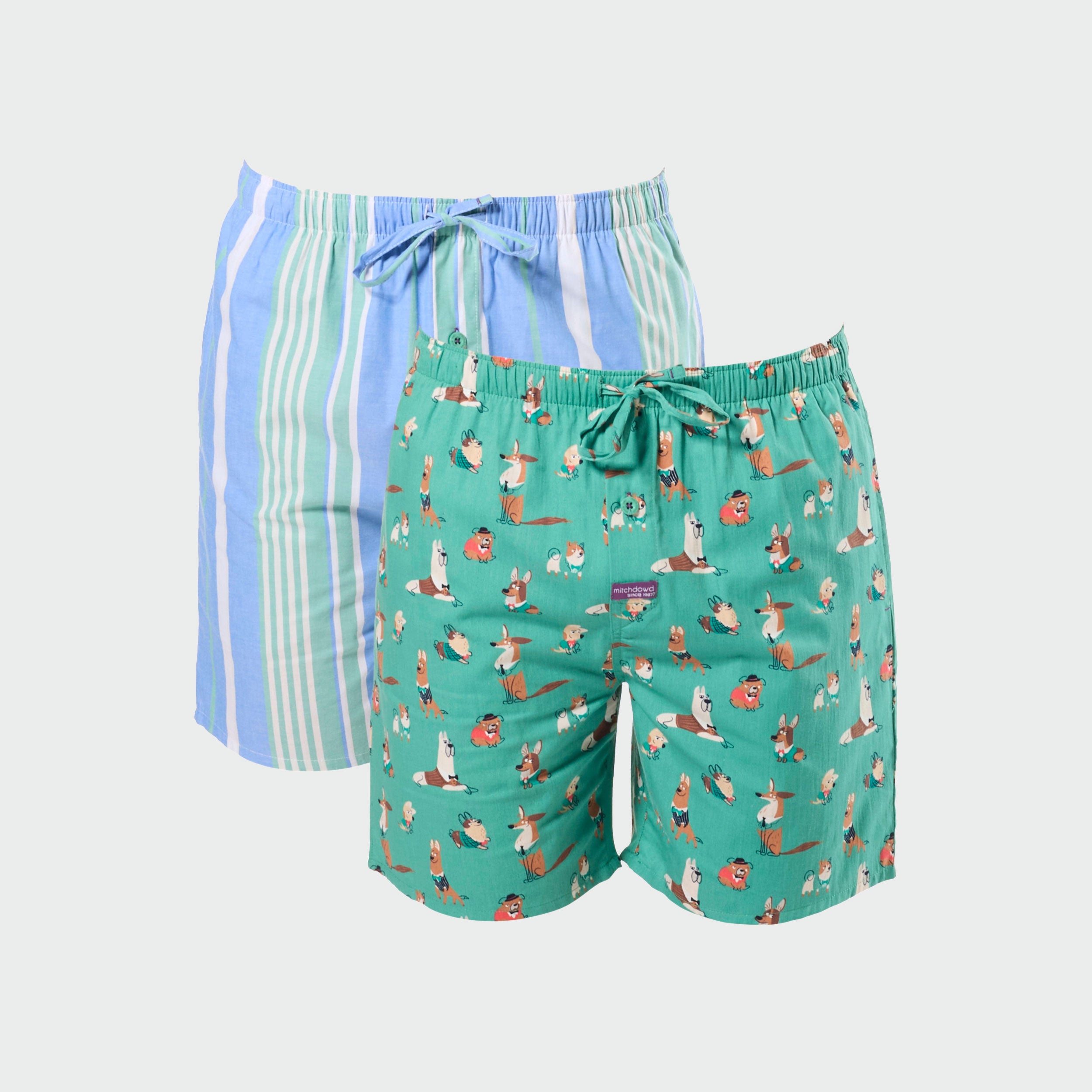 Men's How Much Is That Doggy Cotton Sleep Shorts 2 Pack - Green - Image 1