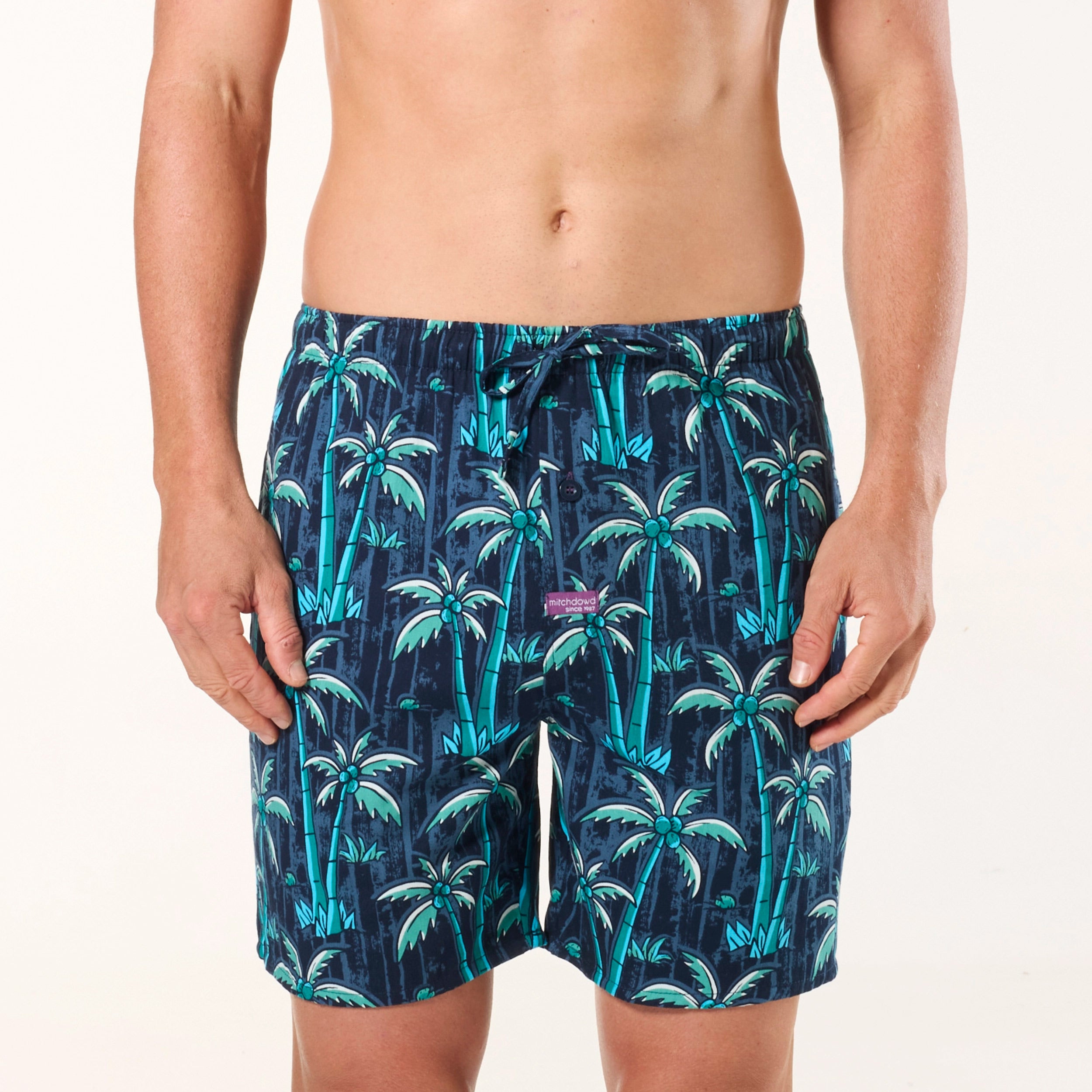 Men's Surfin' Palms Cotton Sleep Shorts 2 Pack - Green - Image 2