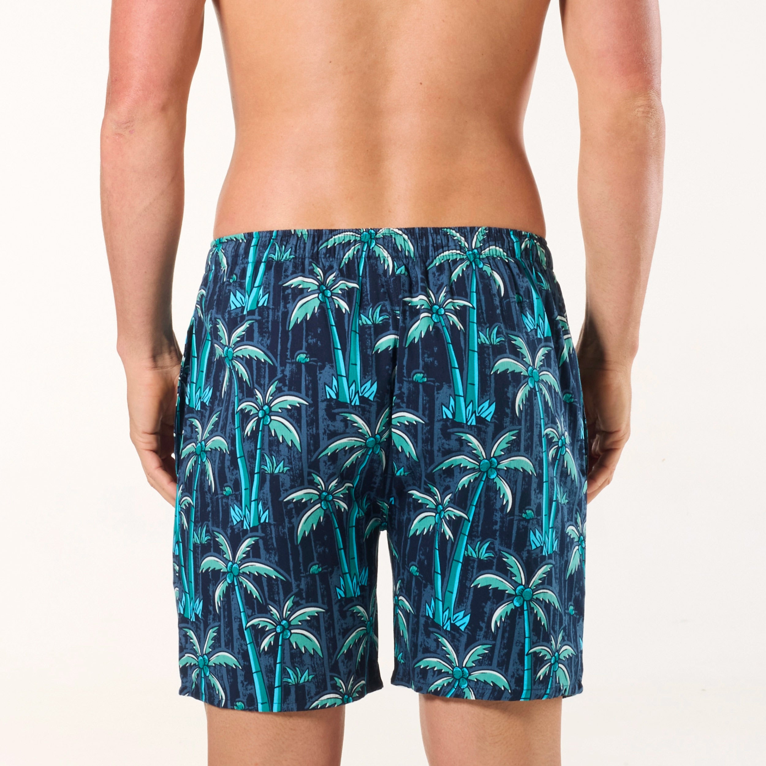 Men's Surfin' Palms Cotton Sleep Shorts 2 Pack - Green - Image #4