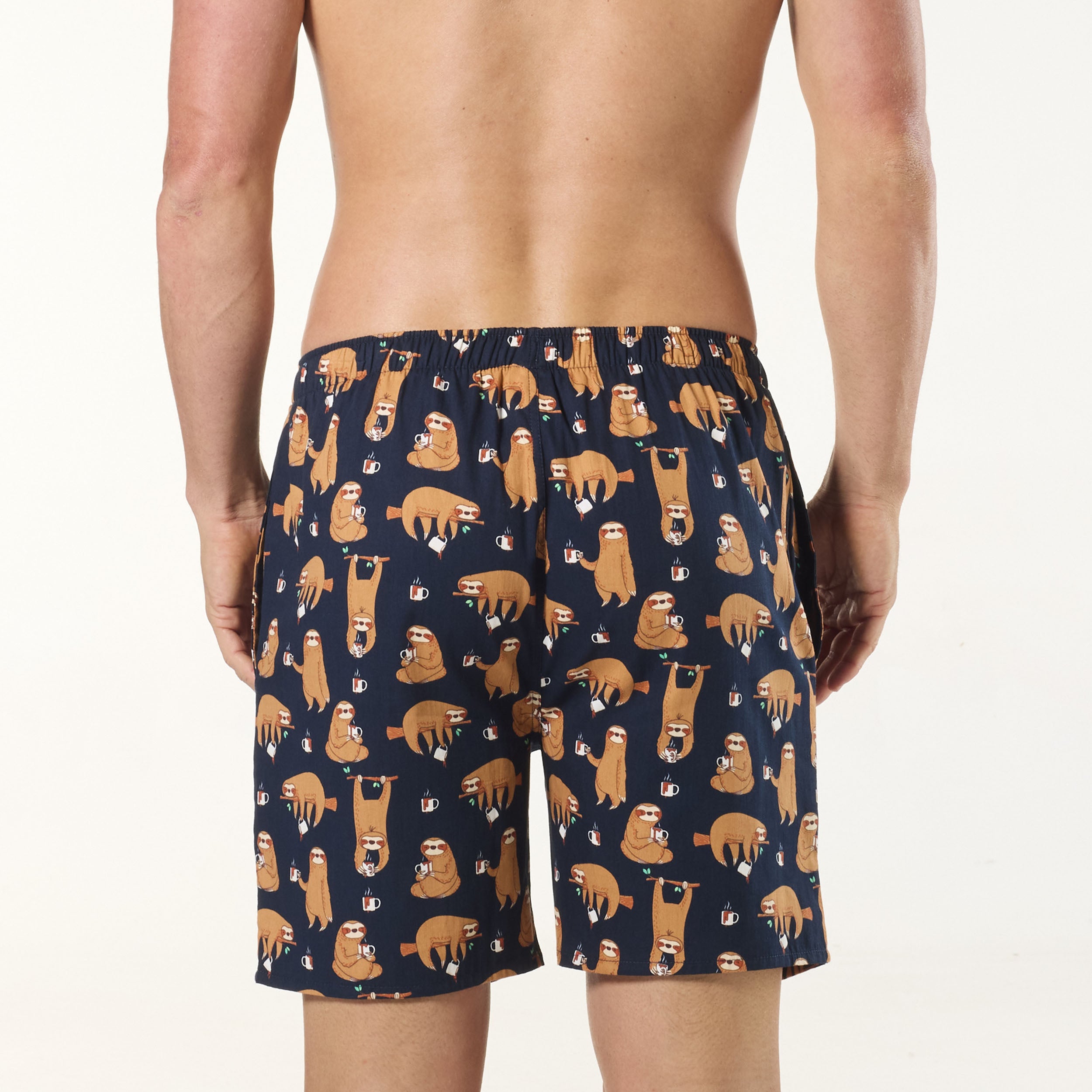 Men's Hangin' Sloths Cotton Sleep Shorts 2 Pack - Navy - Image 4