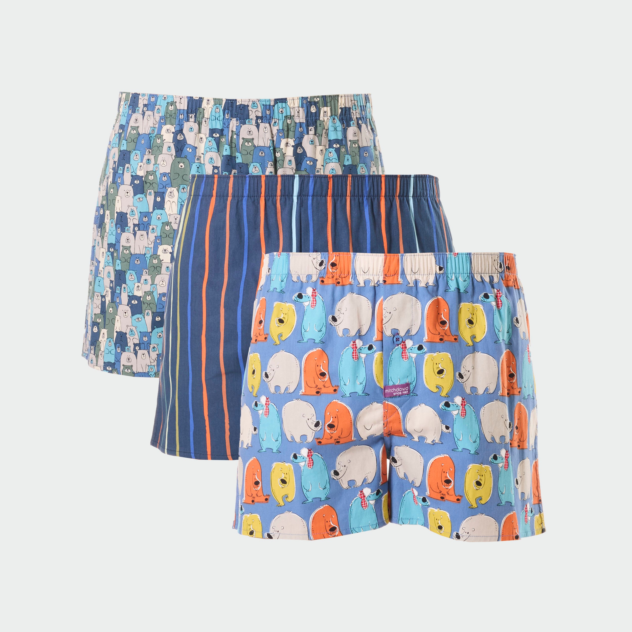 Men's Bears Cotton Boxer Short 3 Pack - Denim - Image 1