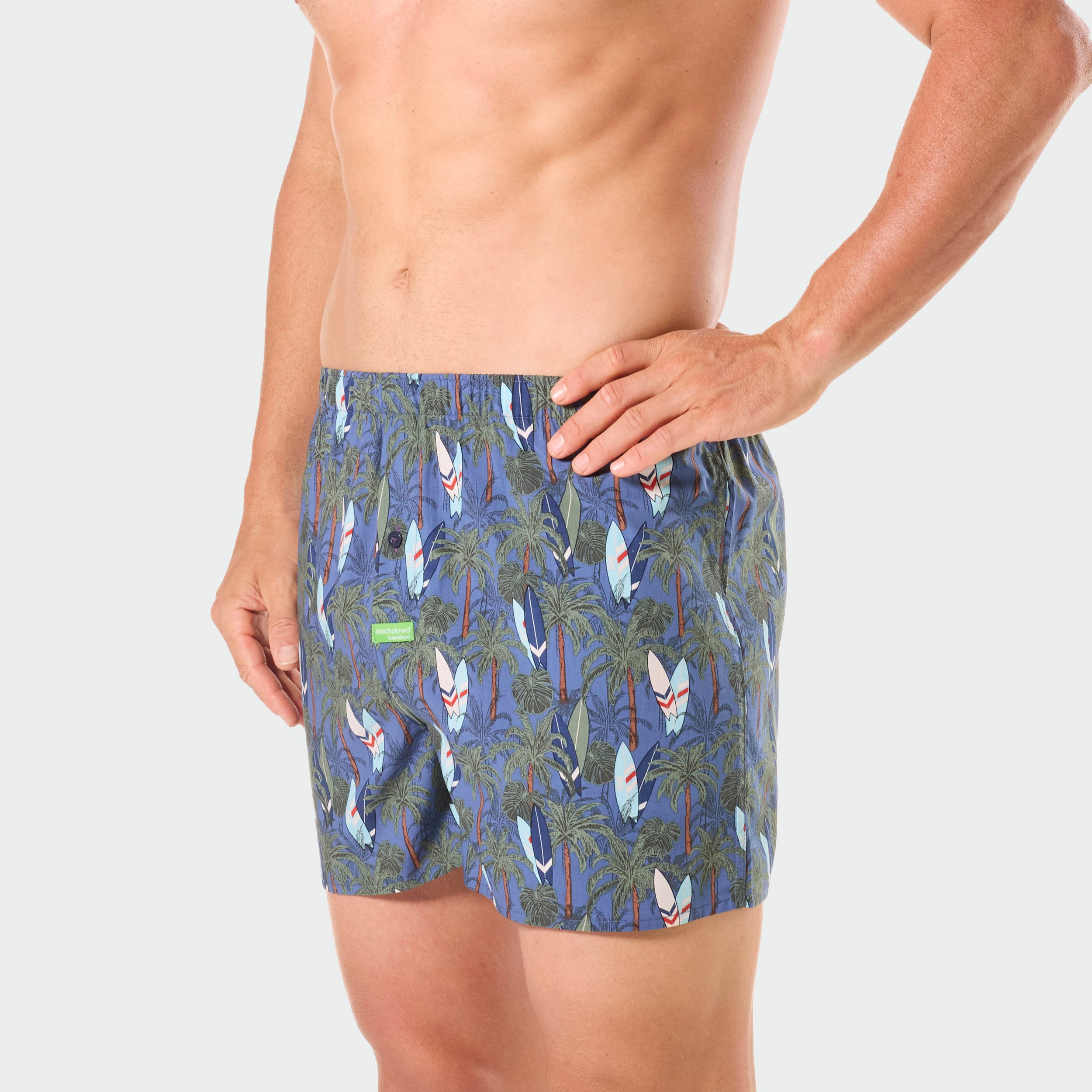 Mens Palm Boards Bamboo Boxer Shorts - Denim - Image 2