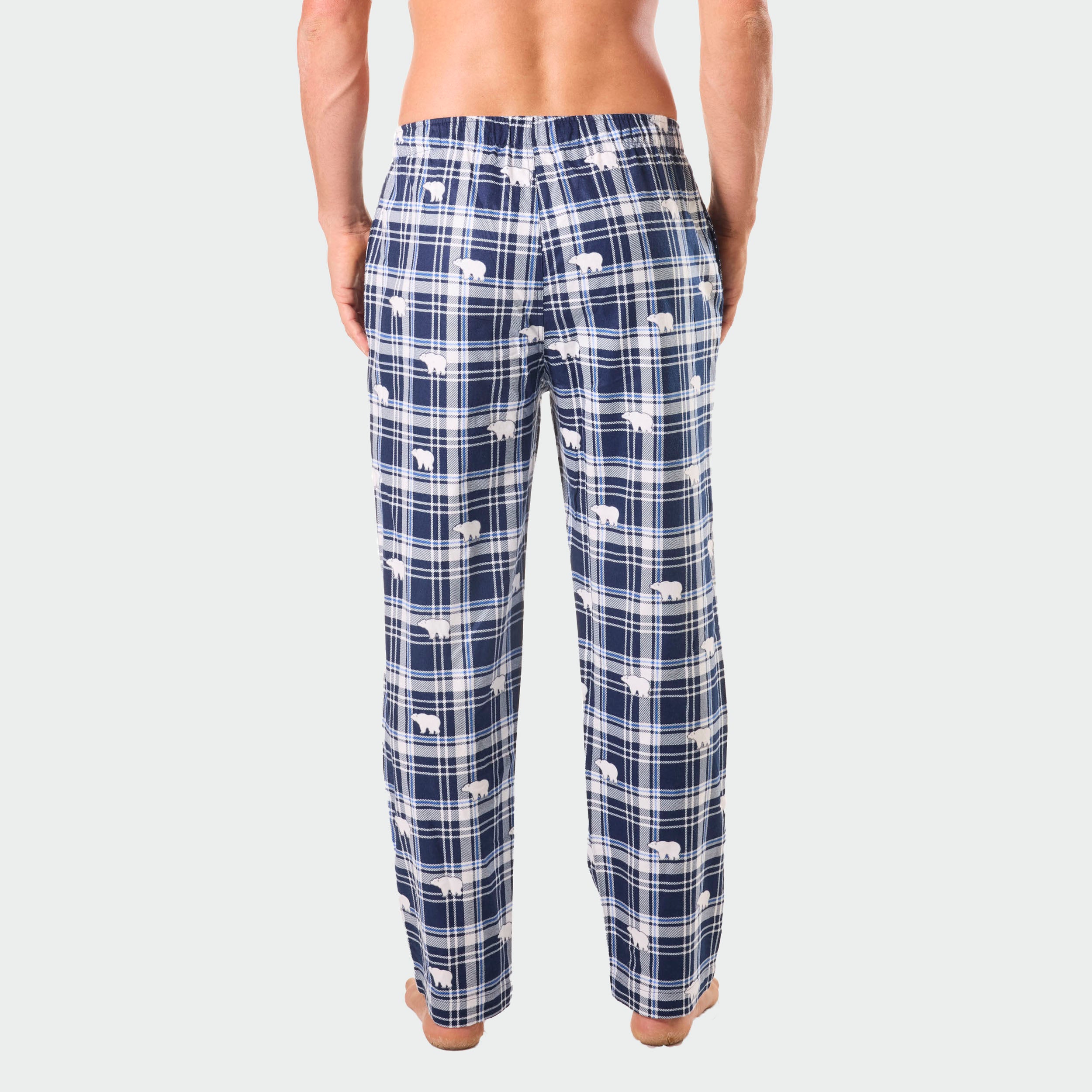 Mens Polar Bear Check Bamboo Flannel Sleep Pant - Navy - Image 3