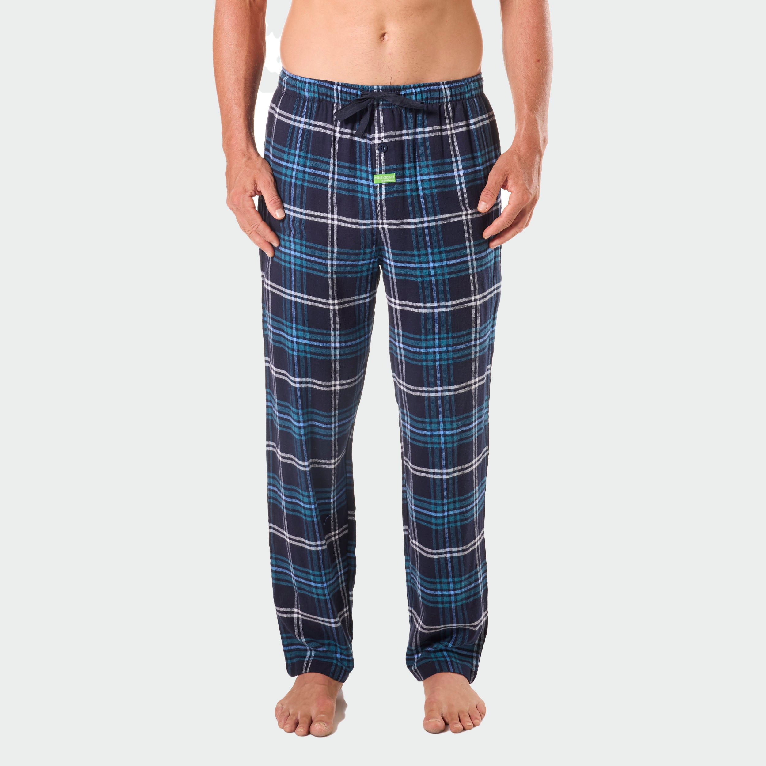 Mens Forest Plaid Bamboo Flannel Sleep Pant - Navy - Image 1