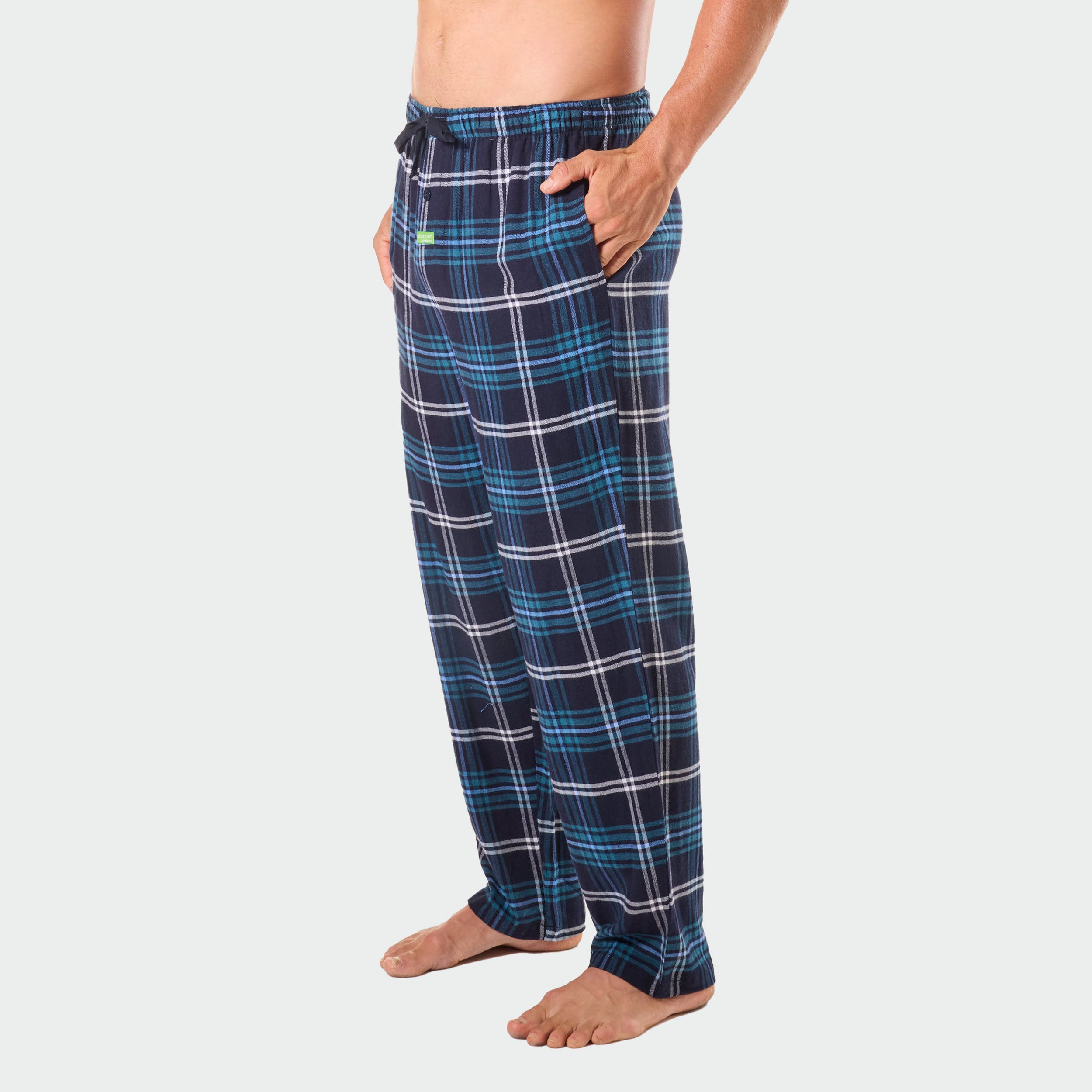 Mens Forest Plaid Bamboo Flannel Sleep Pant - Navy - Image 2