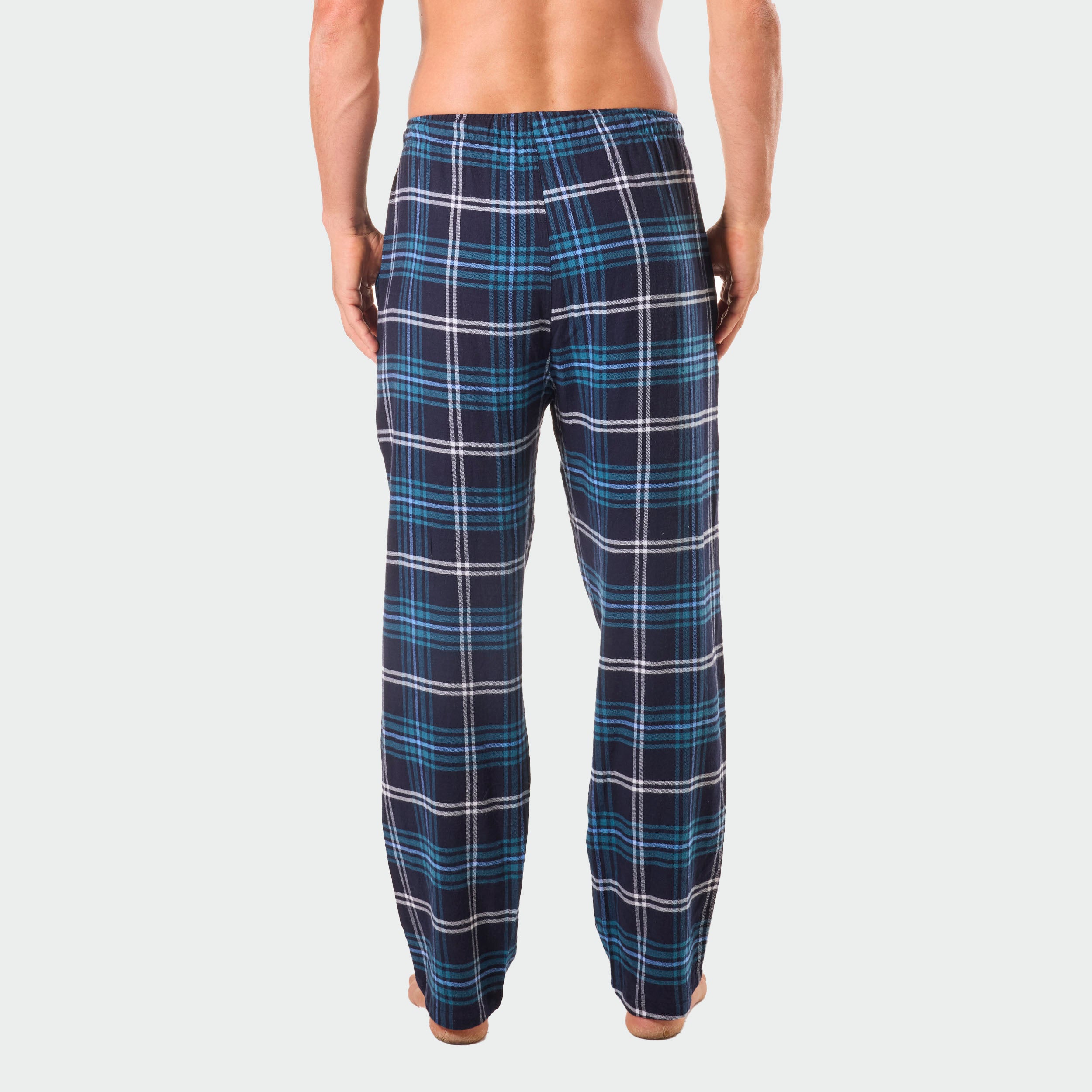 Mens Forest Plaid Bamboo Flannel Sleep Pant - Navy - Image 3