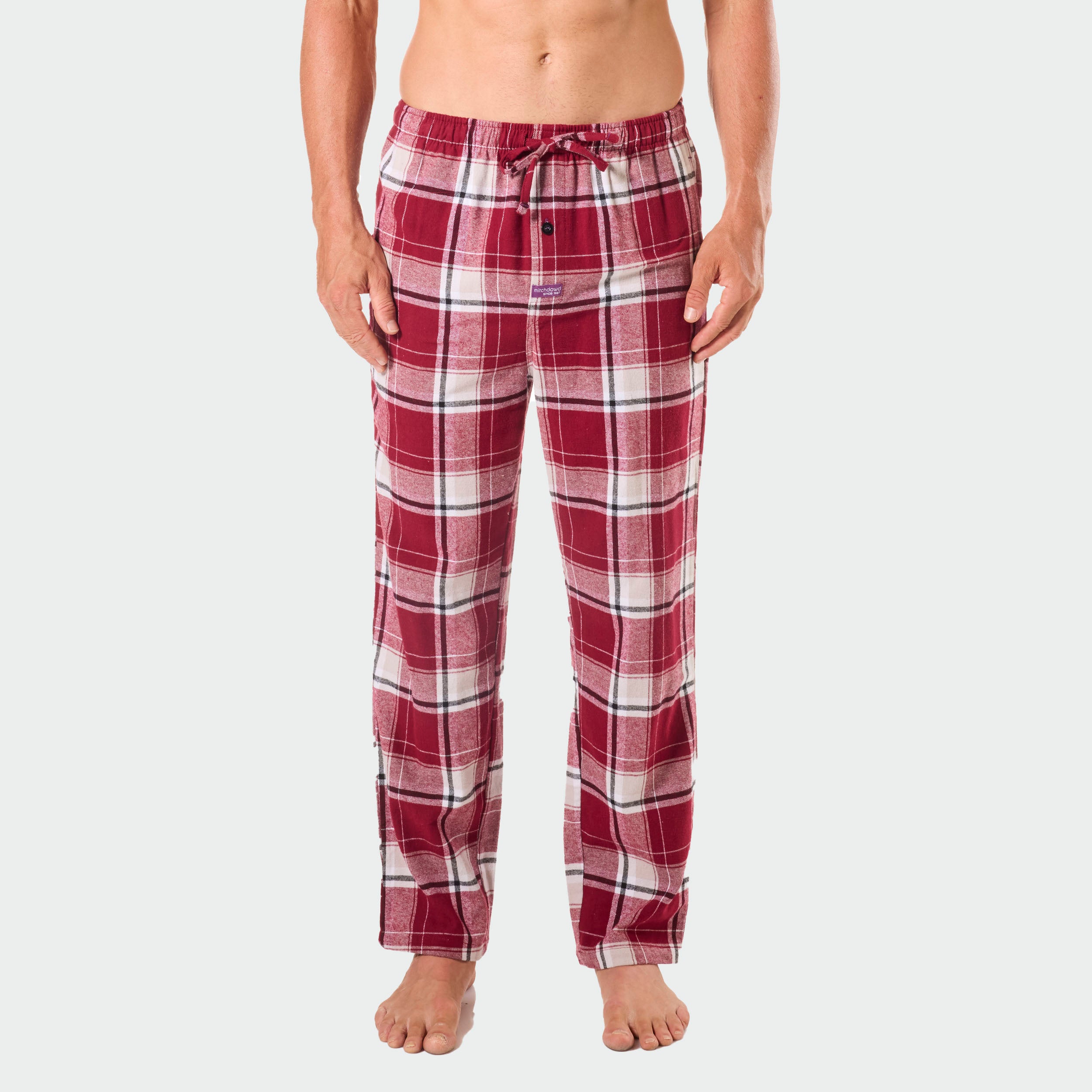 Men's Harry Check Cotton Flannel Sleep Pant - Red - Image 1