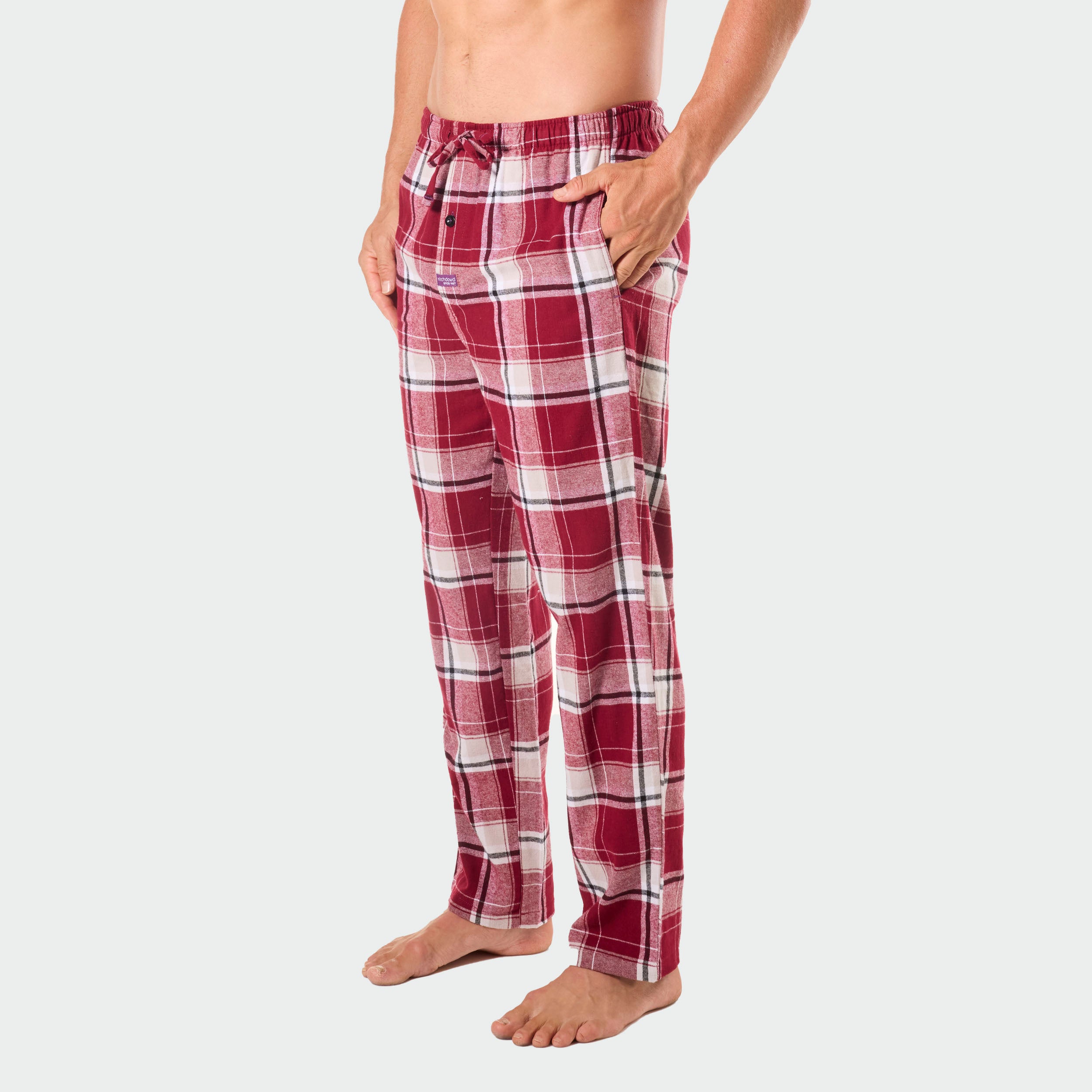 Men's Harry Check Cotton Flannel Sleep Pant - Red - Image 2