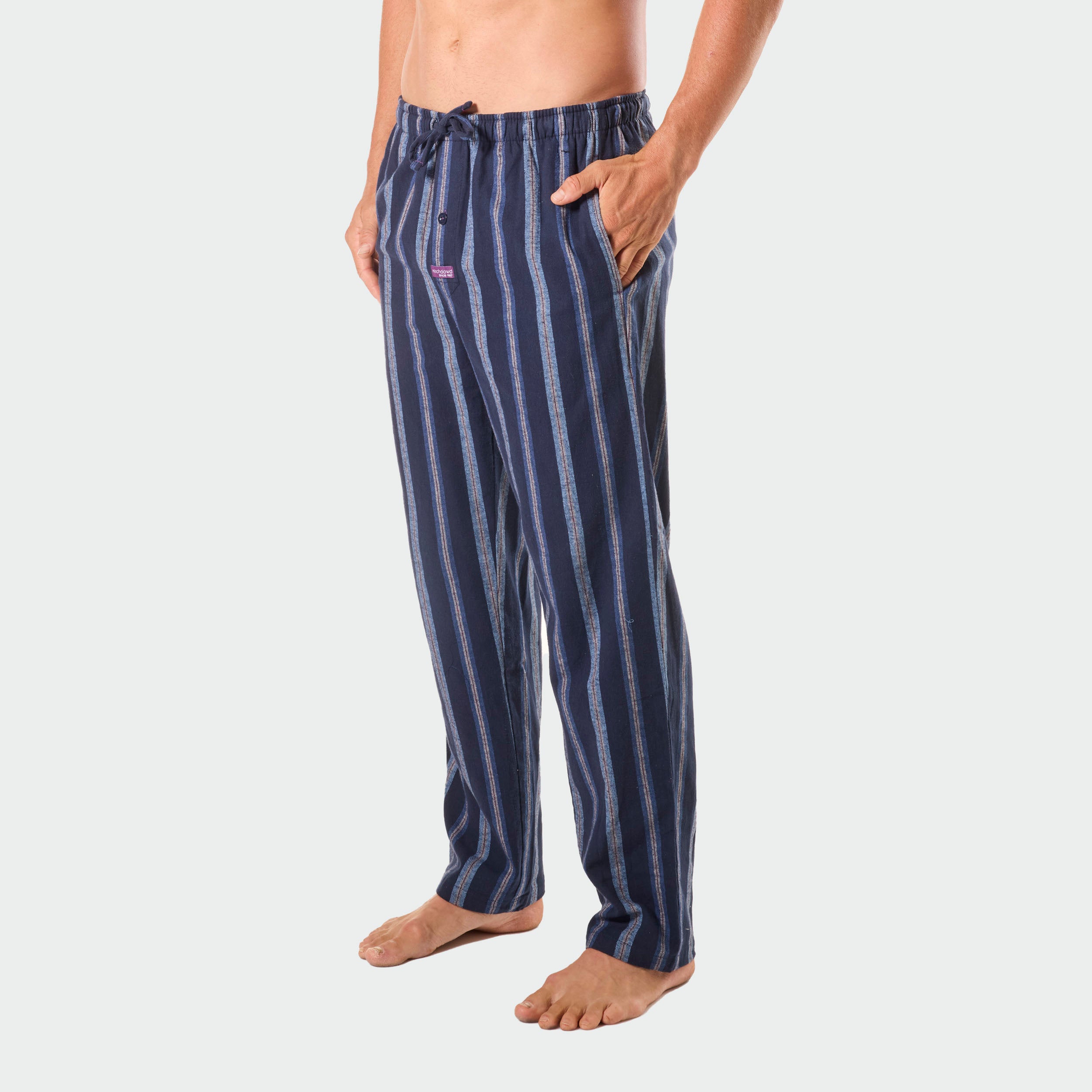 Men's Mason Stripe Cotton Flannel Sleep Pant - Navy - Image 2