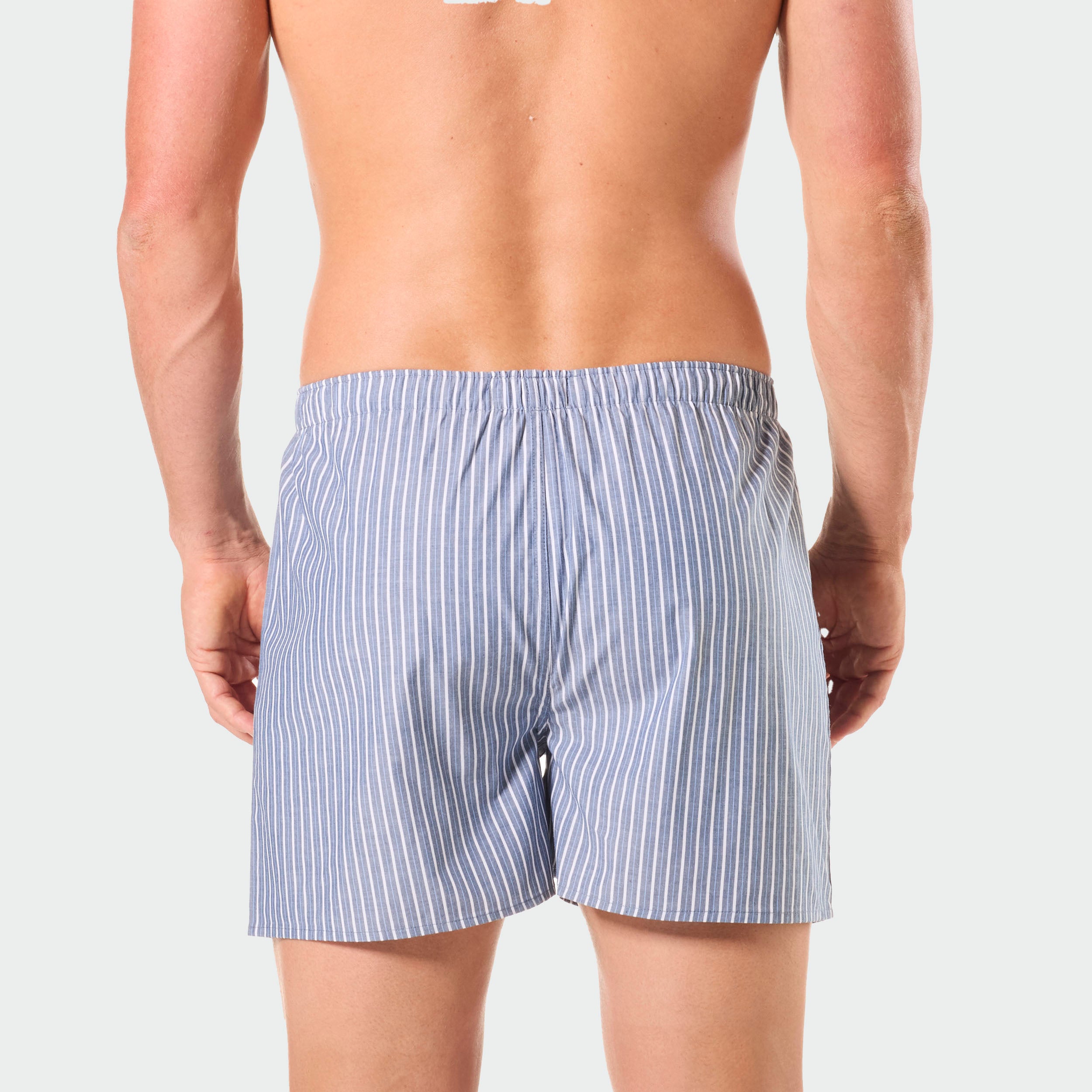 Men's Stripes Cotton Boxer Short 3 Pack - Blues - Image 4