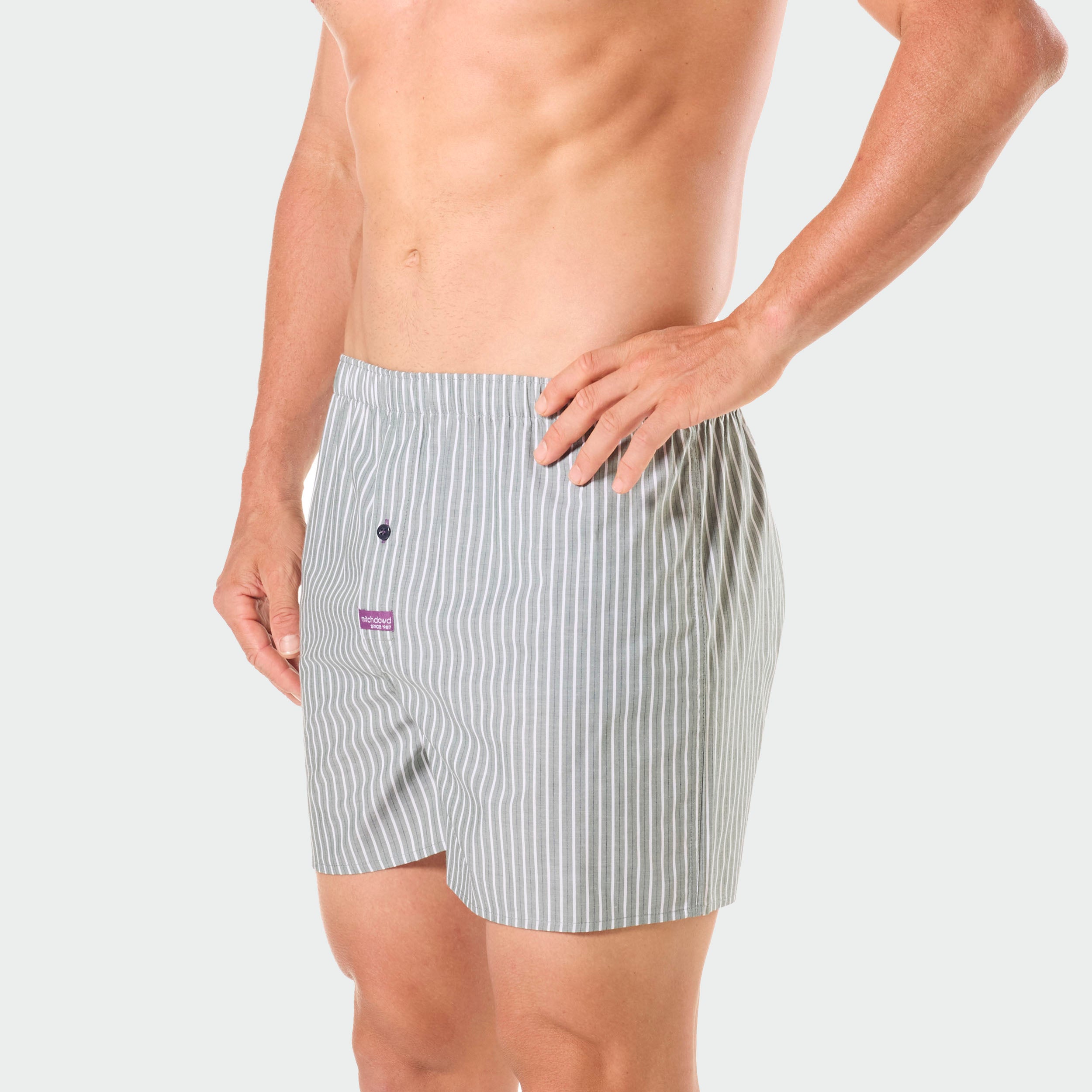 Men's Stripes Cotton Boxer Short 3 Pack - Blues - Image 3