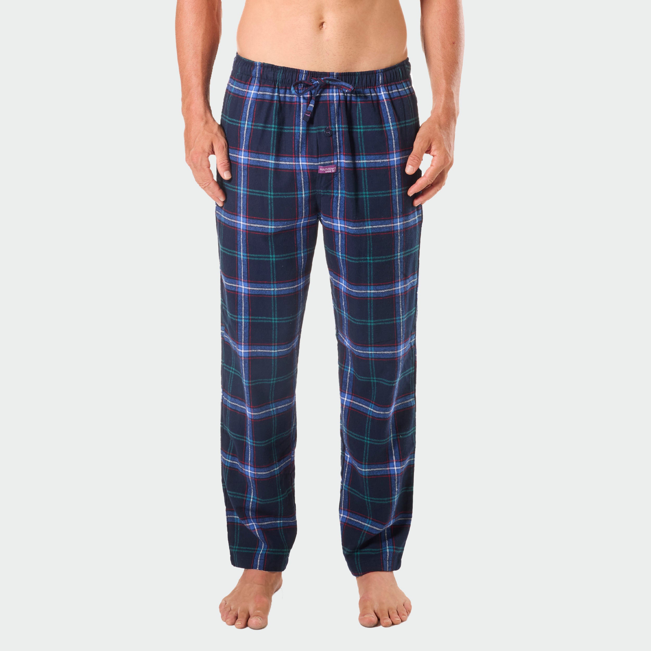 Men's Miles Check Cotton Flannel Sleep Pant - Navy - Image 1