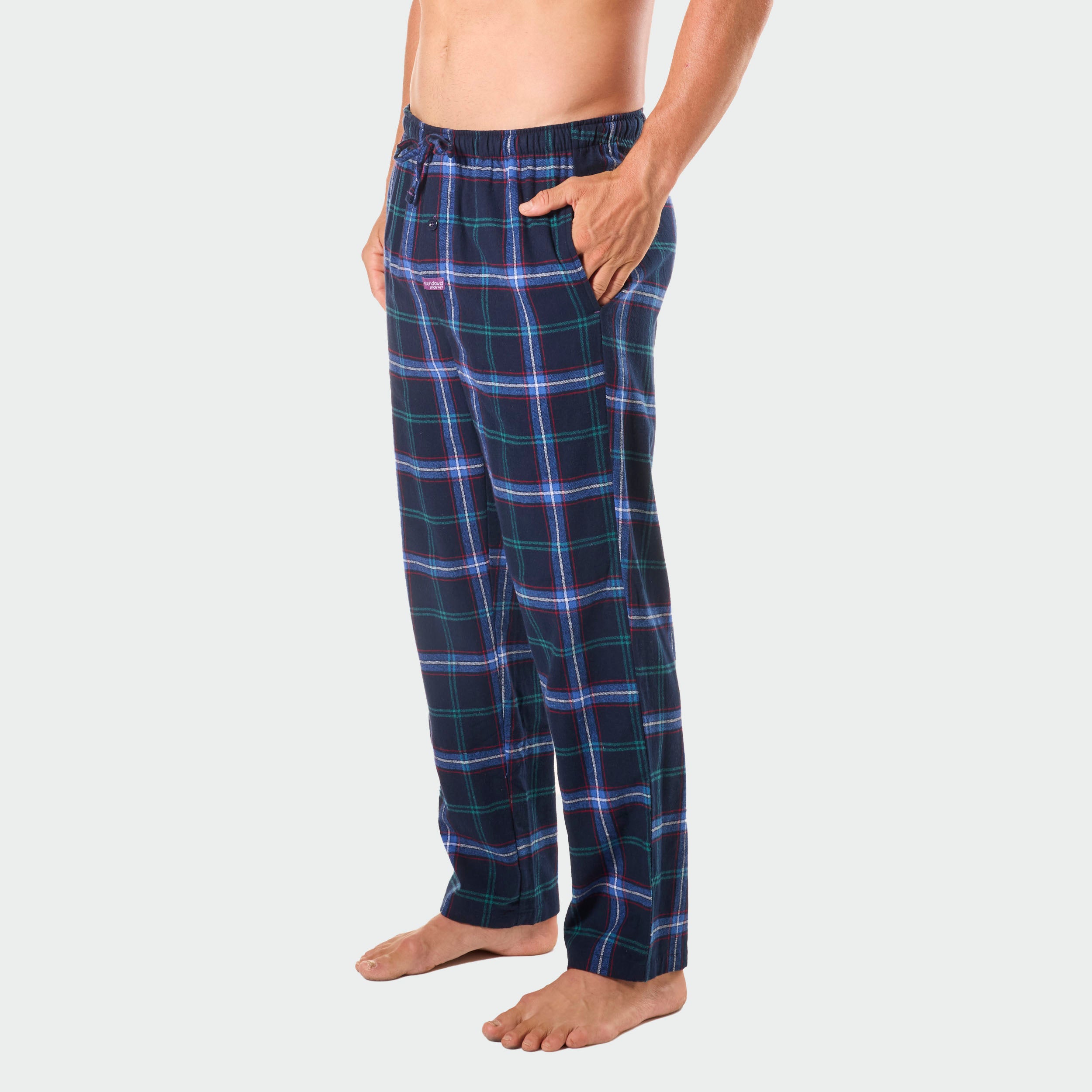 Men's Miles Check Cotton Flannel Sleep Pant - Navy - Image 2